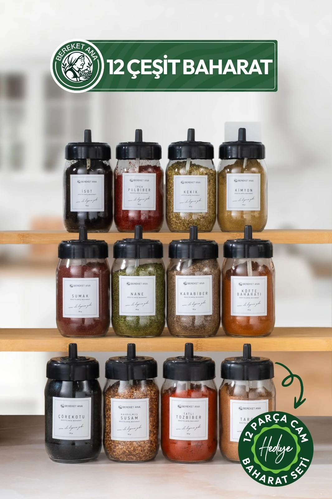12 PARÇA 100 GR. BAHARAT (12'Lİ BAHARAT SETİ HEDİYE)