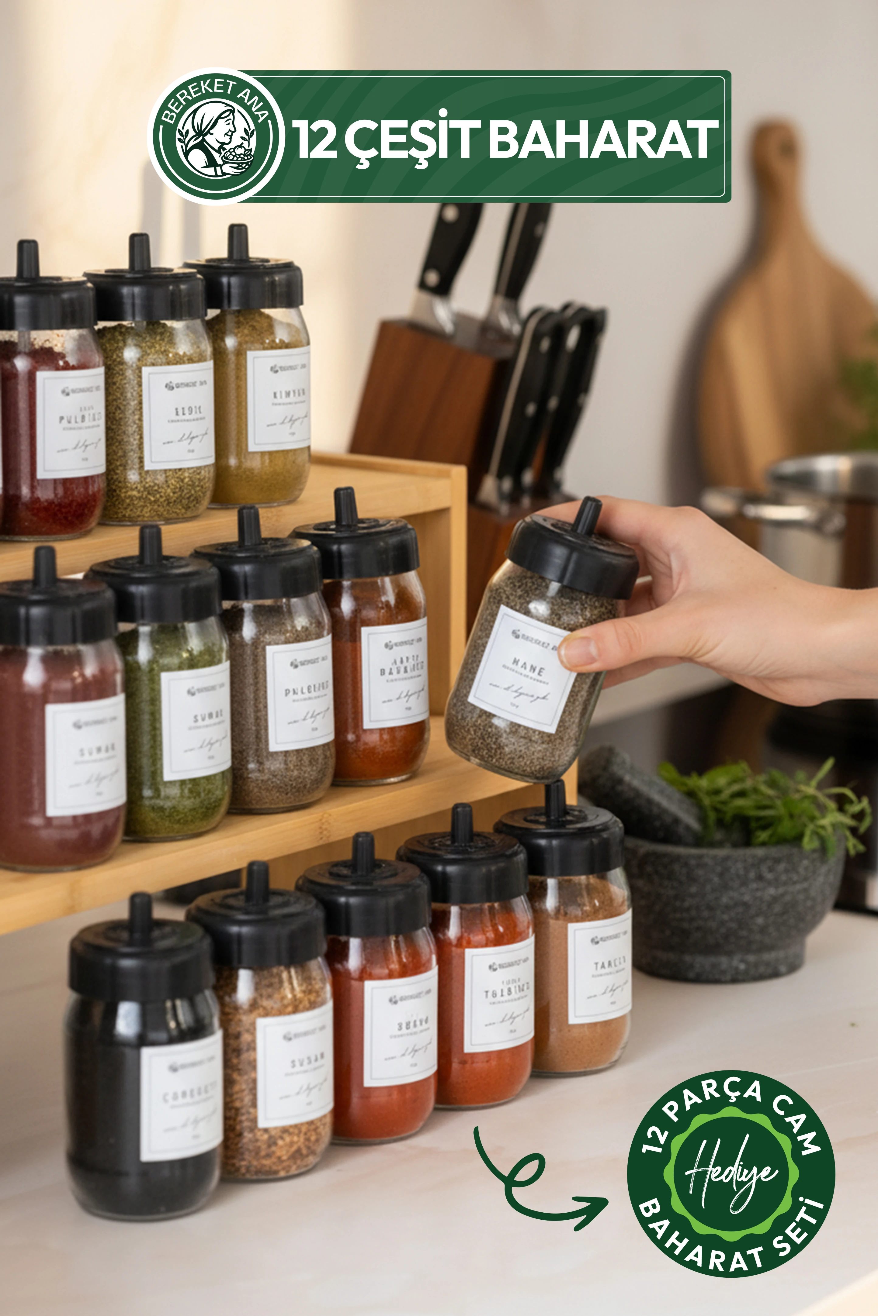 12 PARÇA 100 GR. BAHARAT (12'Lİ BAHARAT SETİ HEDİYE)