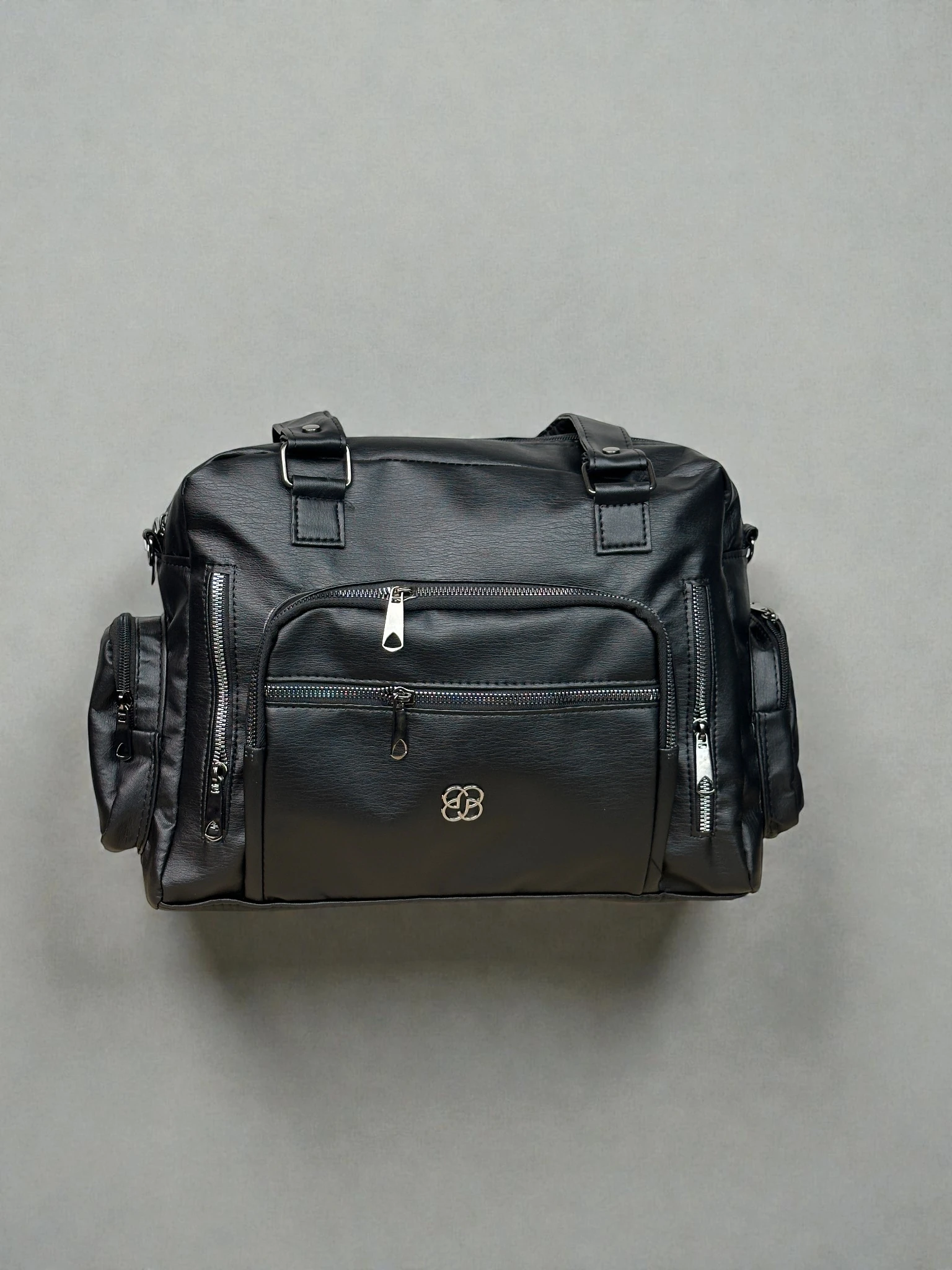  Kadın Siyah Yıkama Vegan Deri Çok Gözlü Omuz Ve Kol Çantası LGO01