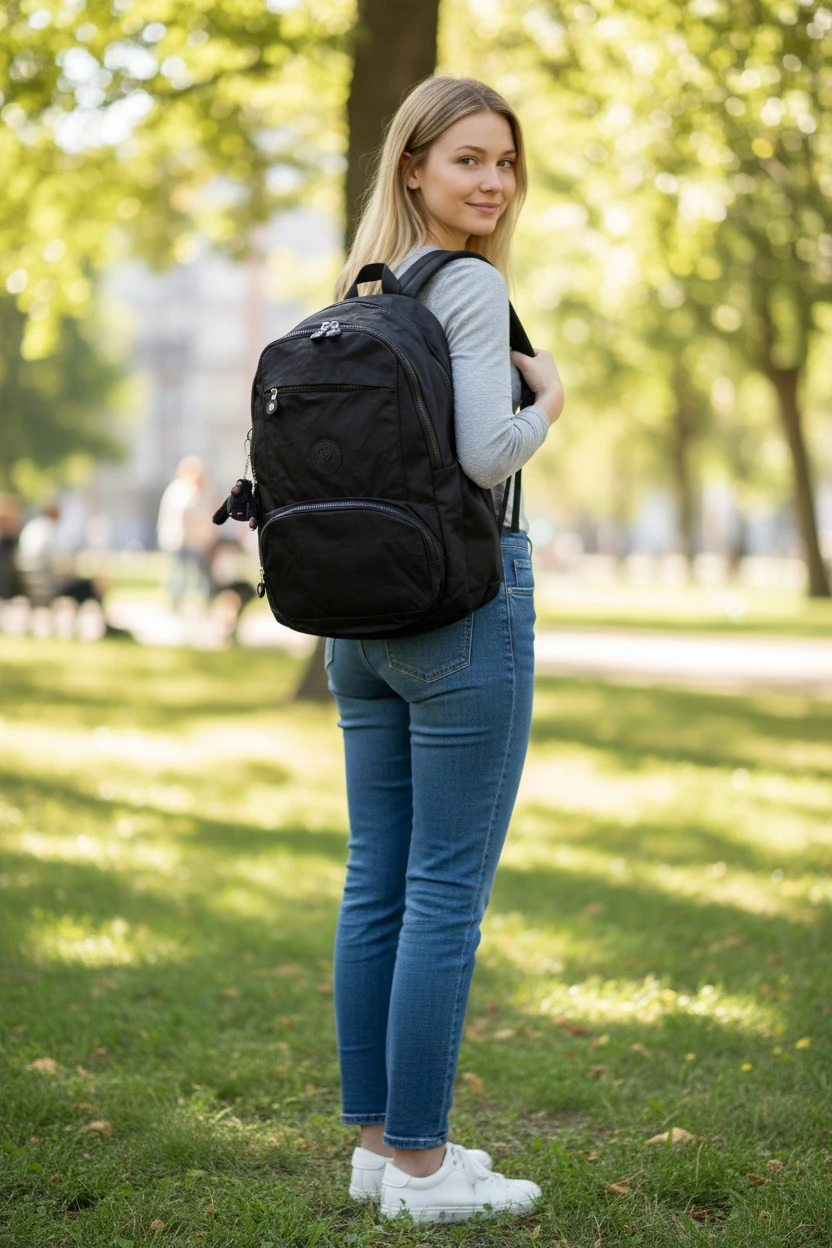 Unisex Krinkıl Su Geçirmez Kumaş Büyük Boy Çok Gözlü Okul Ve Seyahat Sırt Çantası 202