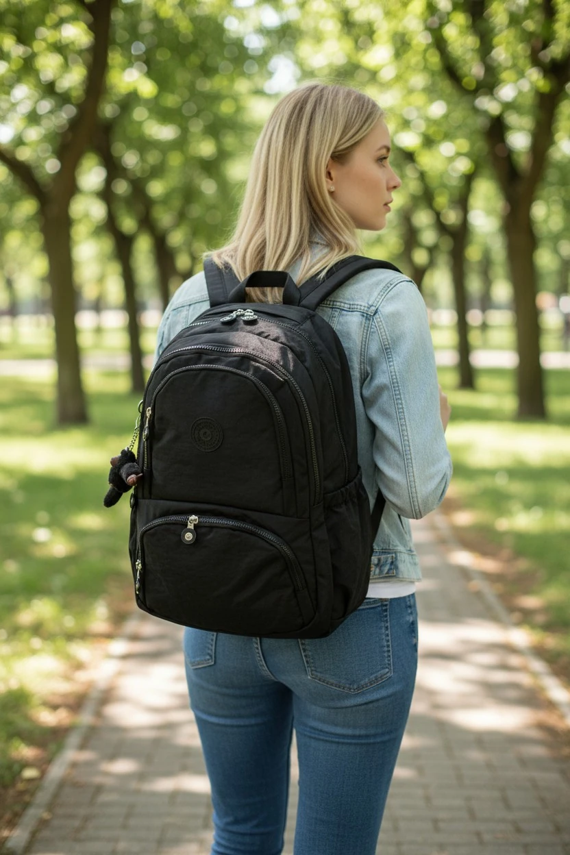 Unisex Krinkıl Su Geçirmez Kumaş Büyük Boy Çok Gözlü Okul Ve Seyahat Sırt Çantası 203