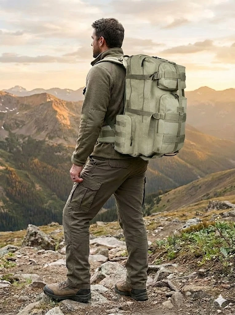75+10 Litre Profesyonel Dağcılık & Taktik Sırt Çantası & Çok Amaçlı Sırt Çantası - Bej