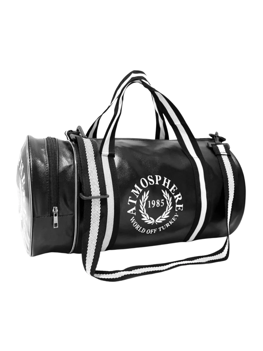 Silindir Spor Ve Seyahat Çantası Vegan Deri 1. Kalite Uniseks, Parlak Su Geçirmez Deri Kumaş