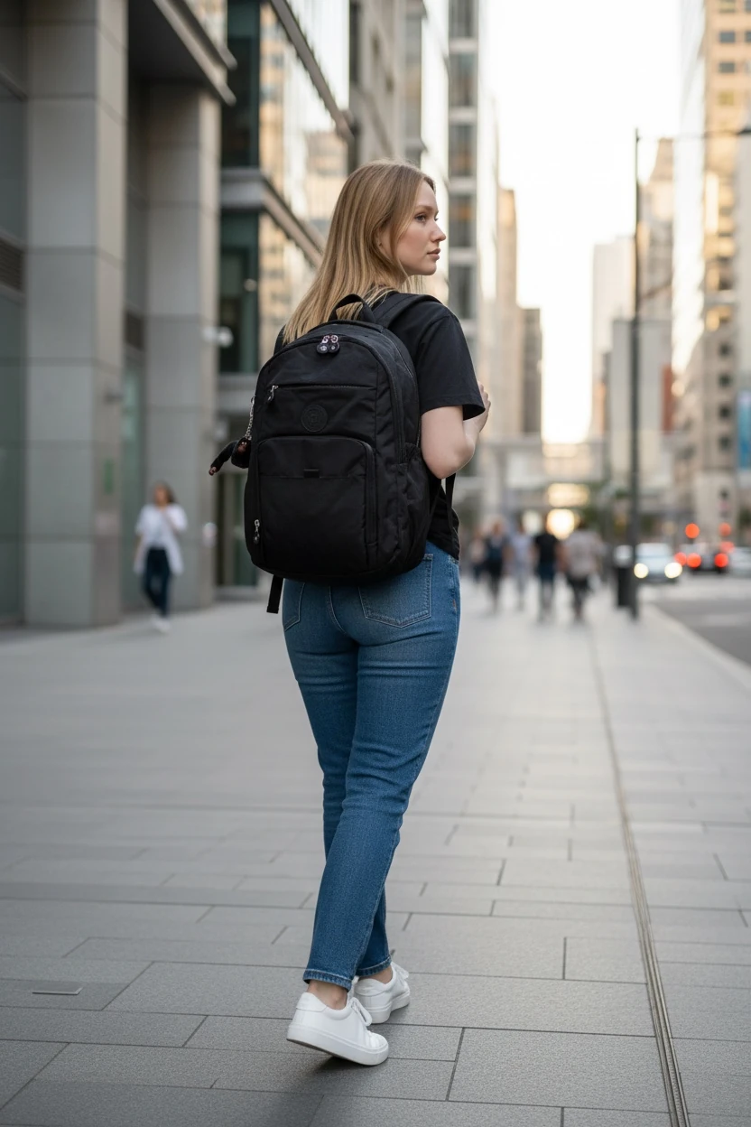 Unisex Krinkıl Su Geçirmez Kumaş Büyük Boy Çok Gözlü Okul Ve Seyahat Sırt Çantası 201