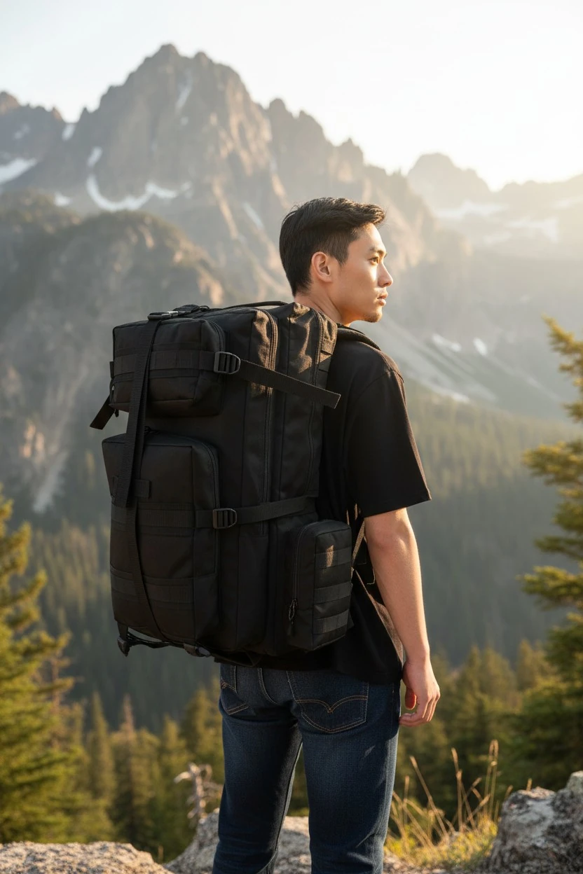 75+10 Litre Profesyonel Dağcılık & Taktik Sırt Çantası & Çok Amaçlı Sırt Çantası - Siyah