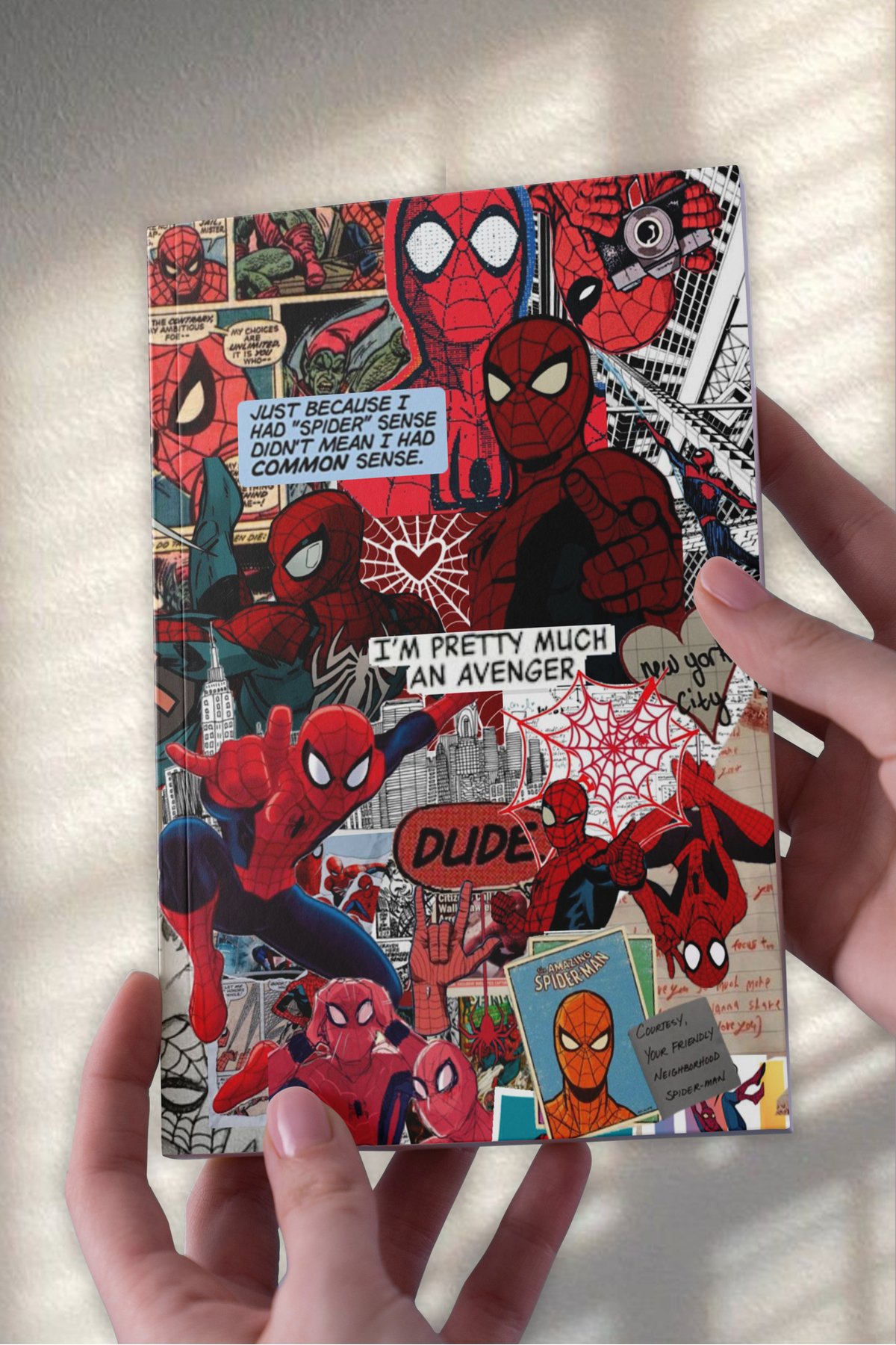 Spiderman Dude Kolaj A5 Çizgisiz Günlük Hediyelik Defter (50 Sayfa)