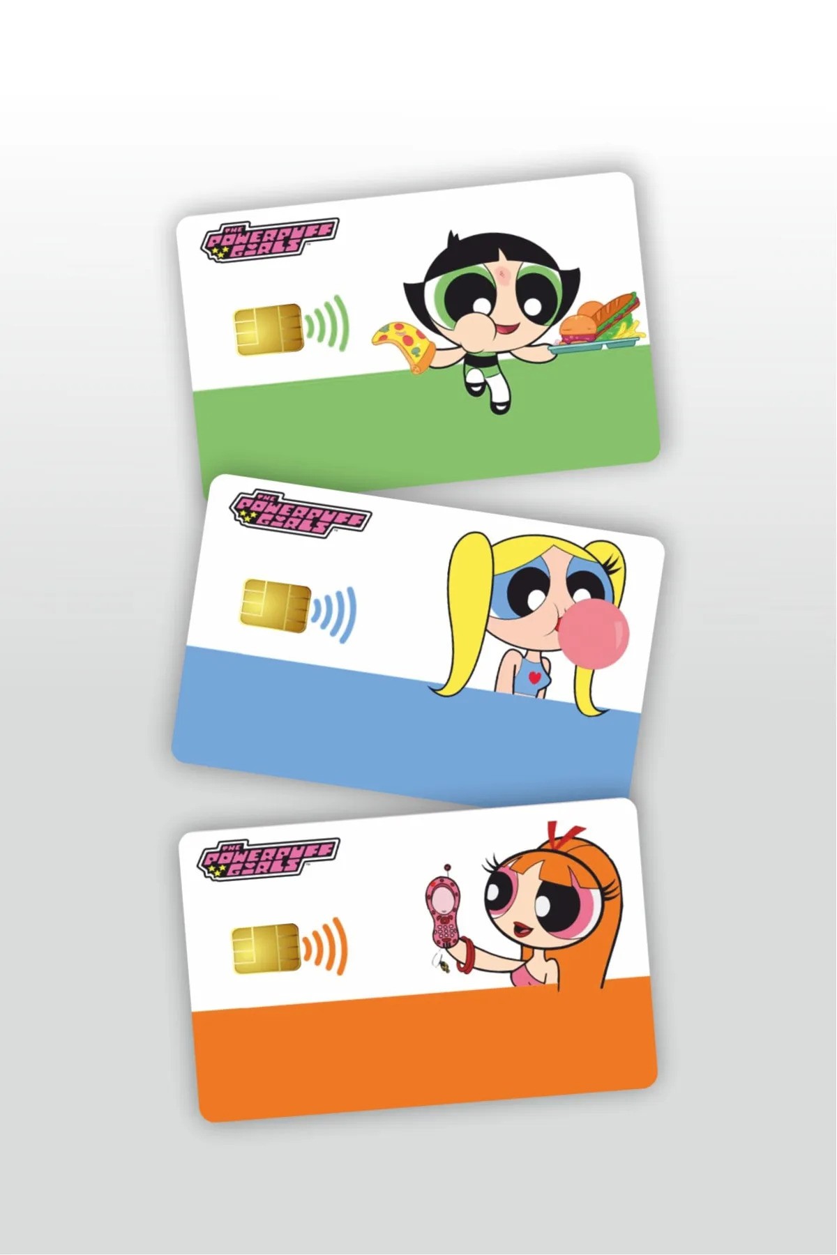 Powerpuff Girls 3'lü Kredi Kart, Akbil ve Kart Kaplama Stickerı Seti