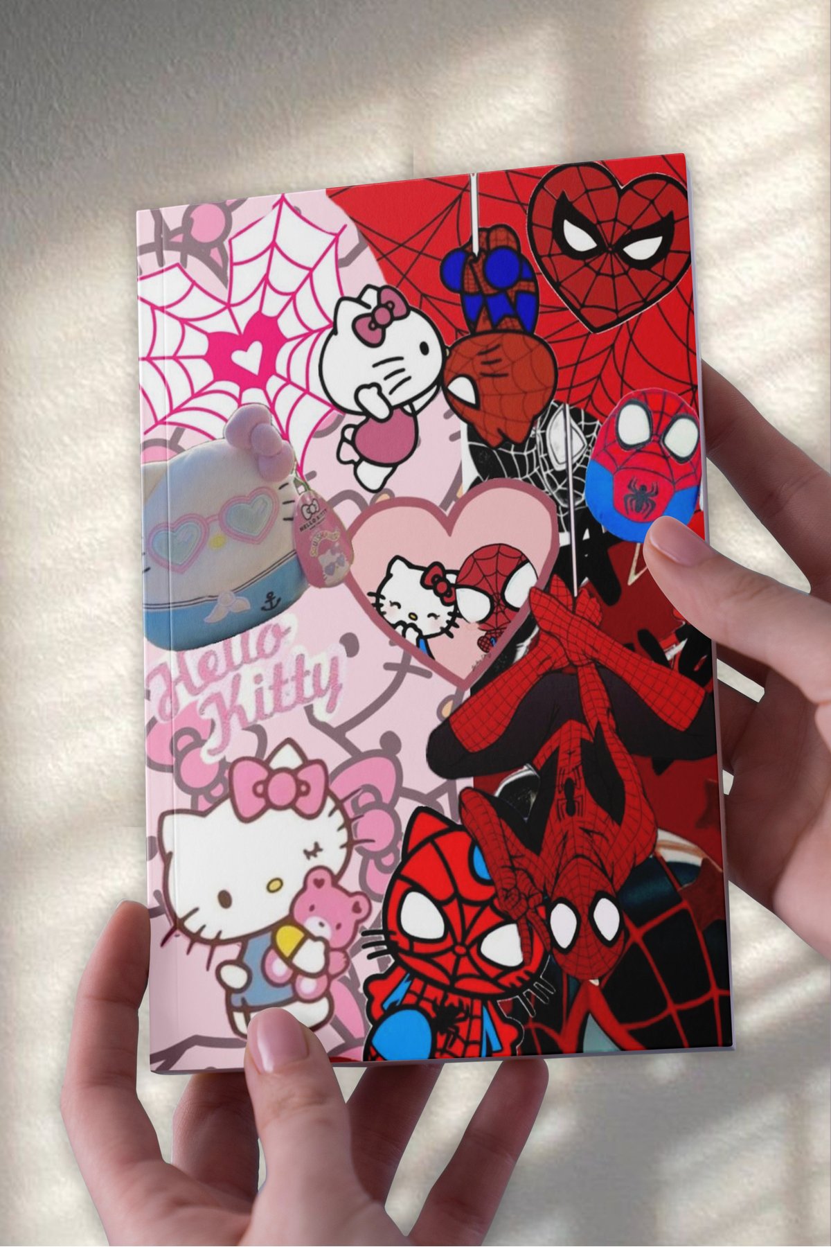 Hello Spider Love Kolaj A5 Çizgisiz Günlük Hediyelik Günlük Defter (50 Sayfa)