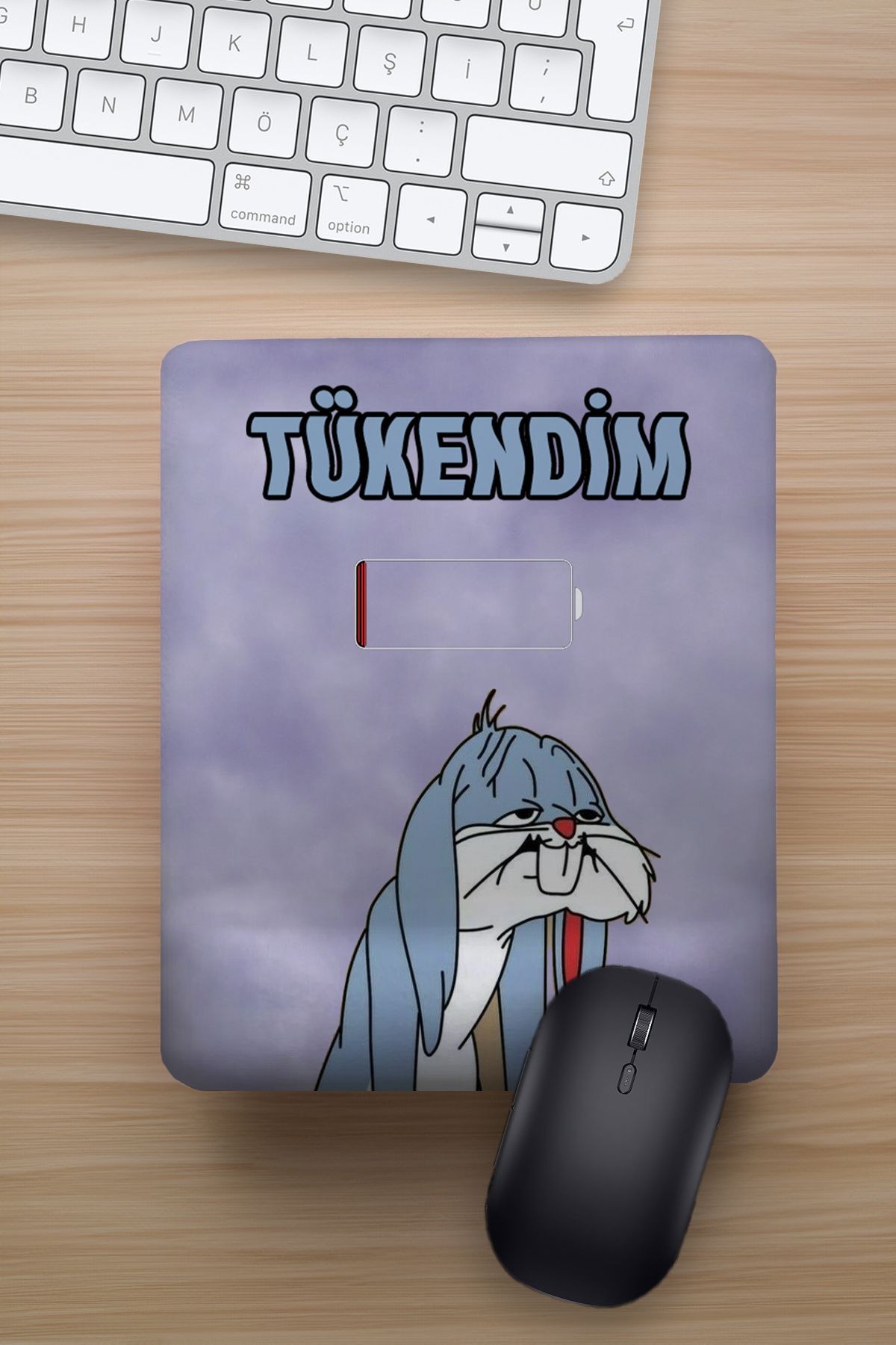 Buggs ''Tükendim'' Bilek Destekli Eğlenceli Tasarımlı Hediyelik Mousepad