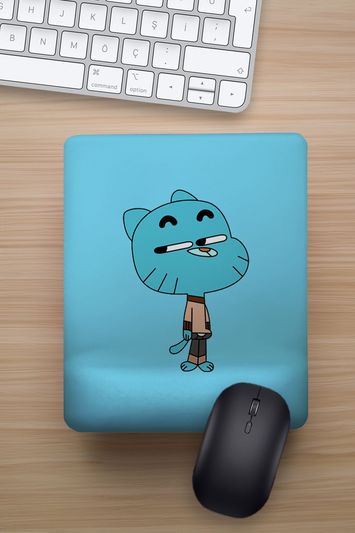 2'li Sevgililere Özel Gumball & Darwin Bilek Destekli Eğlenceli Tasarımlı Hediyelik Mousepad (2ADET)