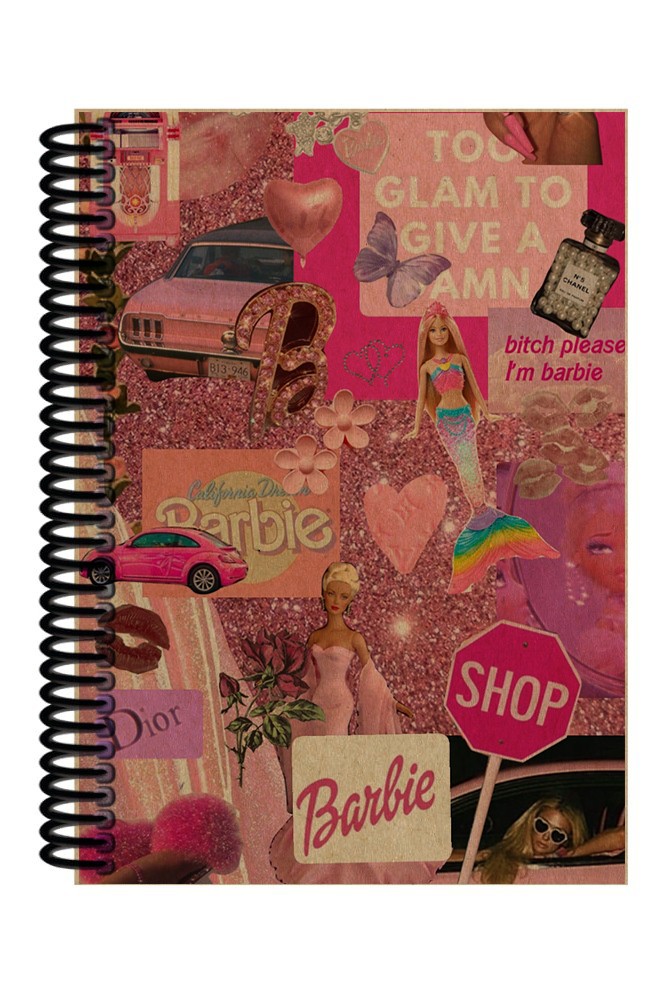 Barbie Kolaj Desenli Spiralli A5 Çizgisiz Defter (200 Sayfa)