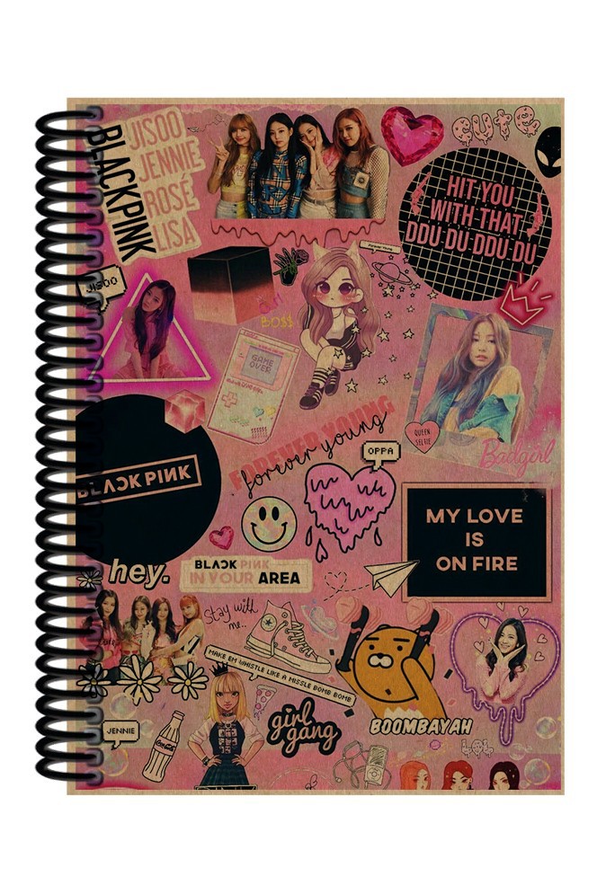 Blackpink Kolaj Desenli Spiralli A5 Çizgisiz Defter (200 Sayfa)