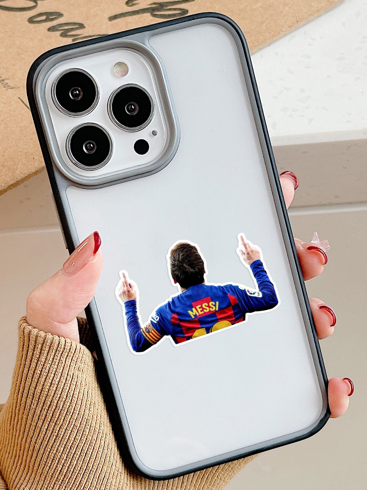 Uzaylı Messi Gol Sevinci  Cep Telefonu Stickerı (2 Adet) [Selefonlu]