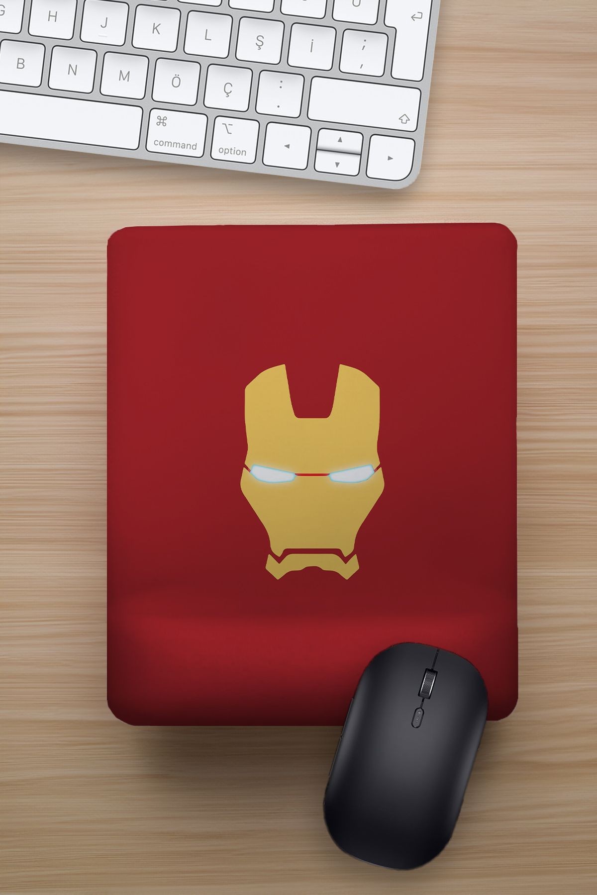 Ironman Kırmızı Bilek Destekli Eğlenceli Tasarımlı Hediyelik Mousepad