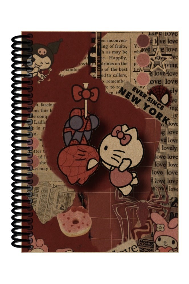 Hello Spider Love Desenli Spiralli A5 Çizgisiz Defter (200 Sayfa)