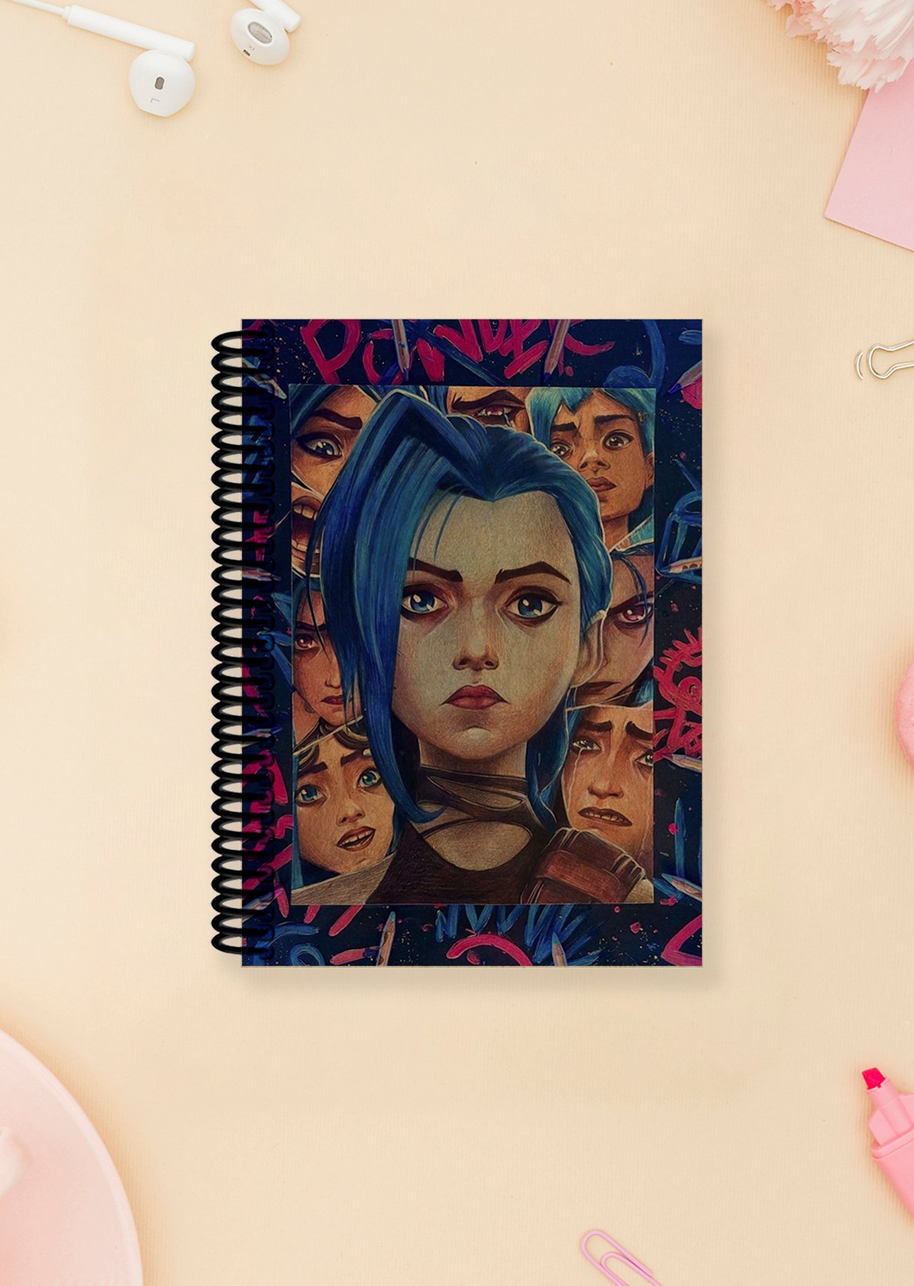 Jinx Arcane Spiralli A6 Çizgisiz Kraft Kapaklı Not Defteri (100 Sayfa)