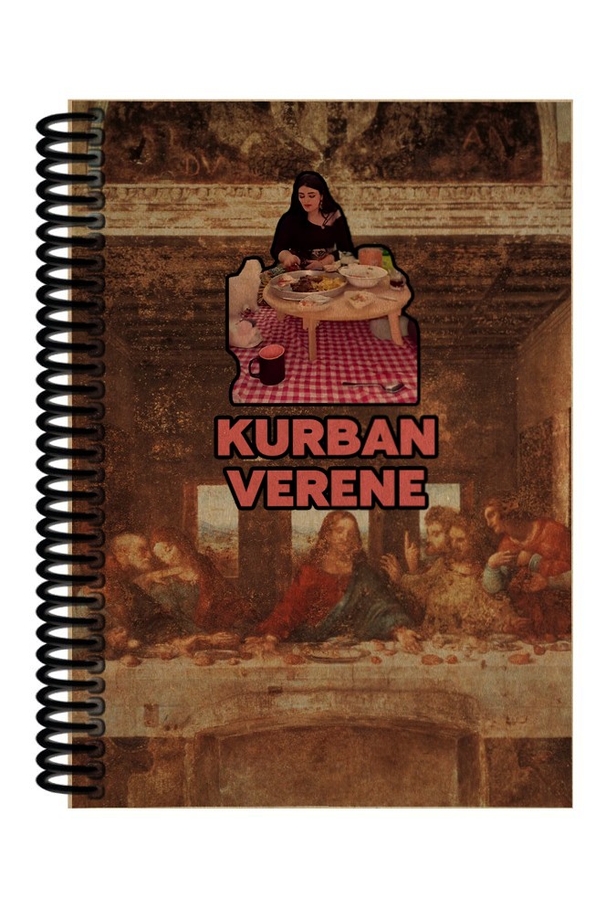 Hülya Mizgin Kurban Verene Desenli Spiralli A5 Çizgisiz Defter (200 Sayfa)