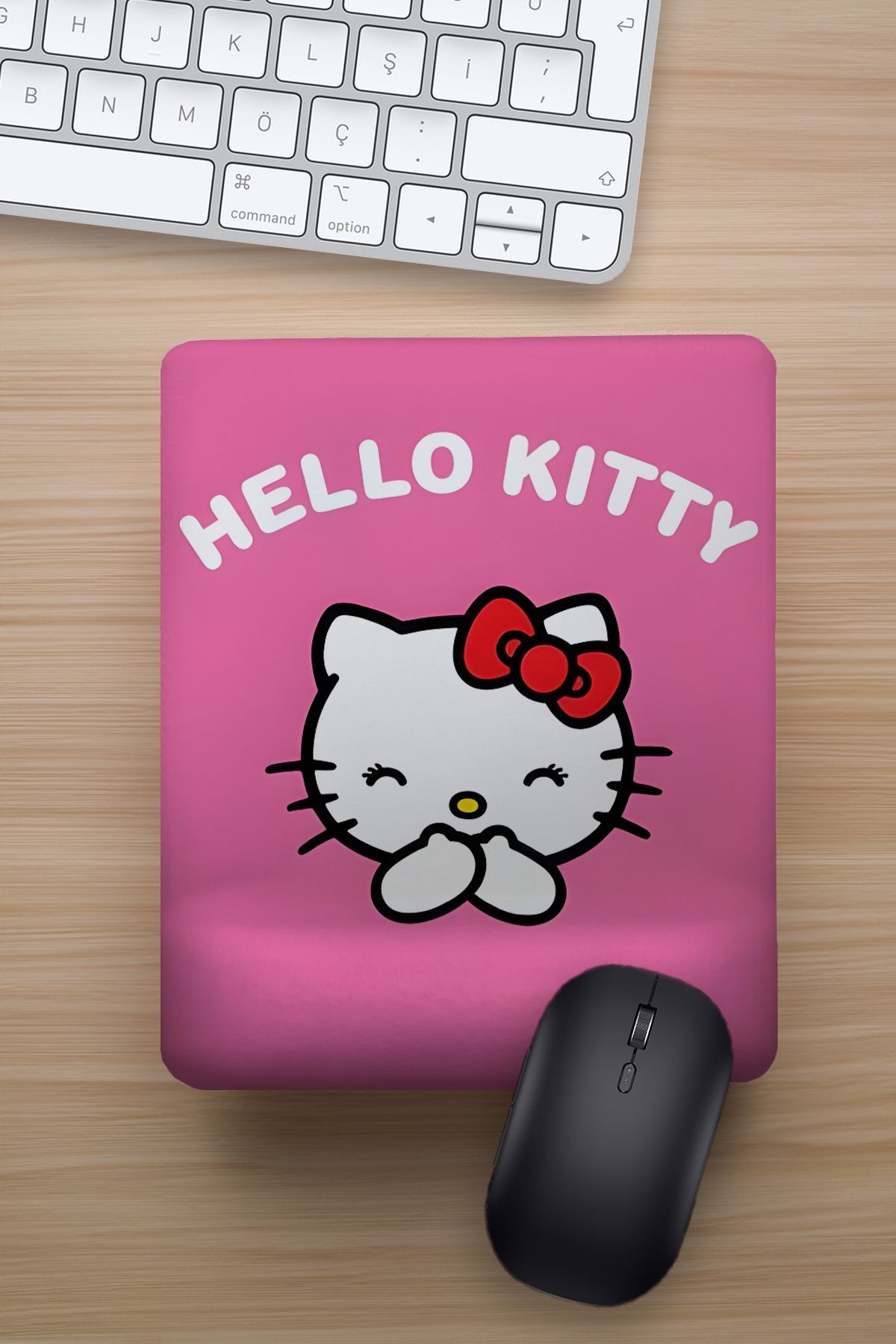 Utangaç Hello Kitty Bilek Destekli Eğlenceli Tasarımlı Hediyelik Mousepad