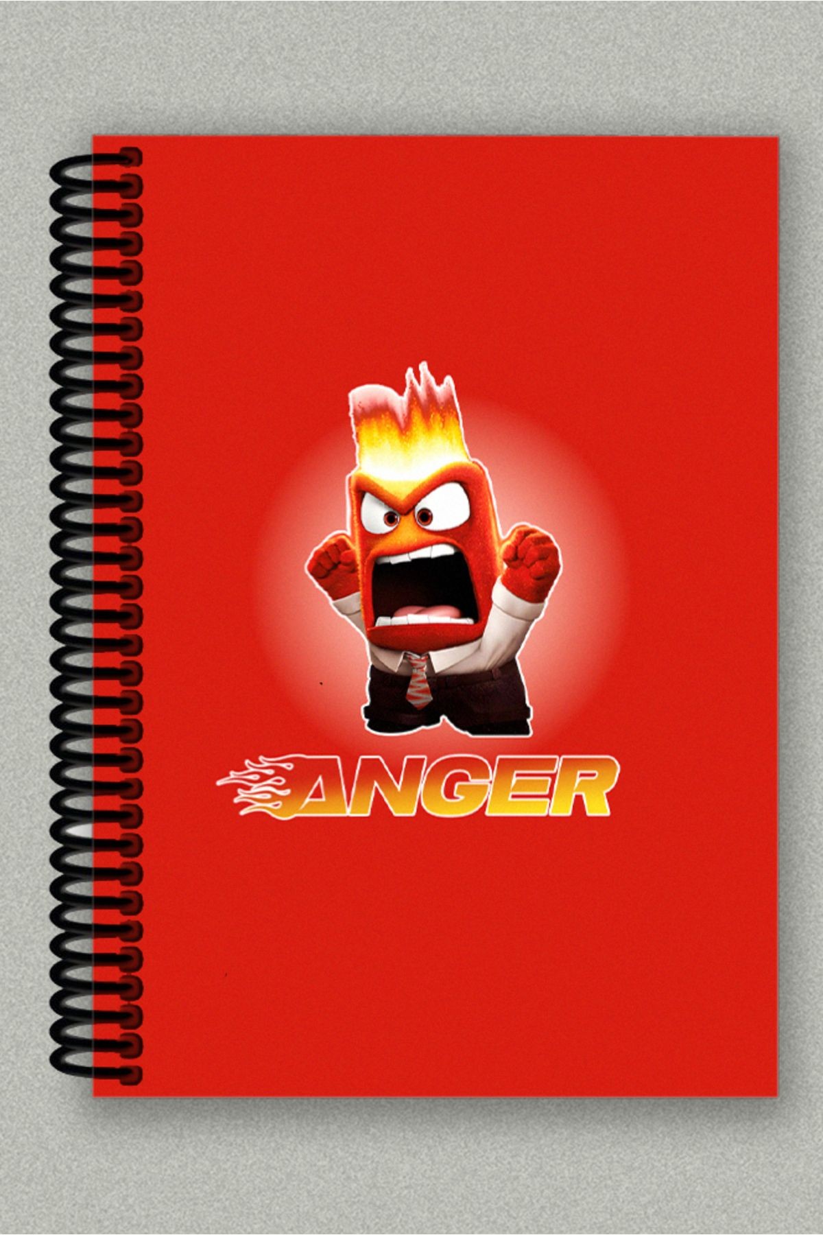 Ters Yüz ''Öfke-Anger'' Spiralli A5 Çizgisiz Tuale Kapaklı Hediyelik Defter (200 Sayfa)