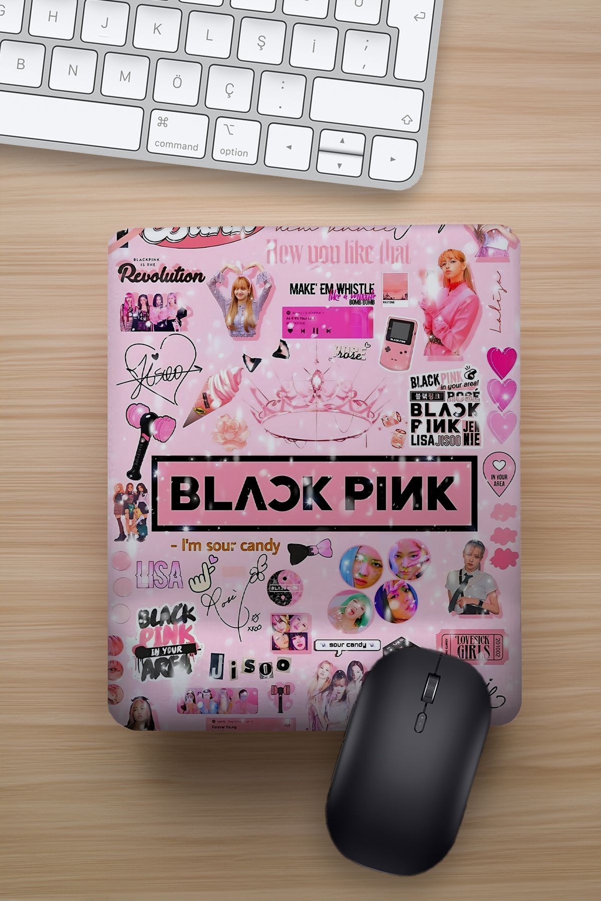 Blackpink Kolaj Bilek Destekli Eğlenceli Tasarımlı Hediyelik Mousepad