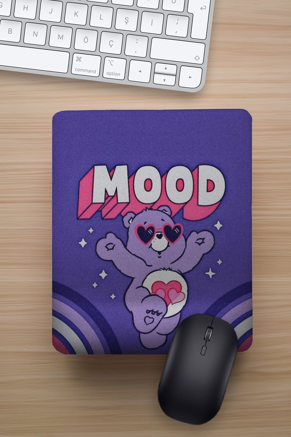 Mor Ayı Mood Bilek Destekli Eğlenceli Tasarımlı Hediyelik Mousepad