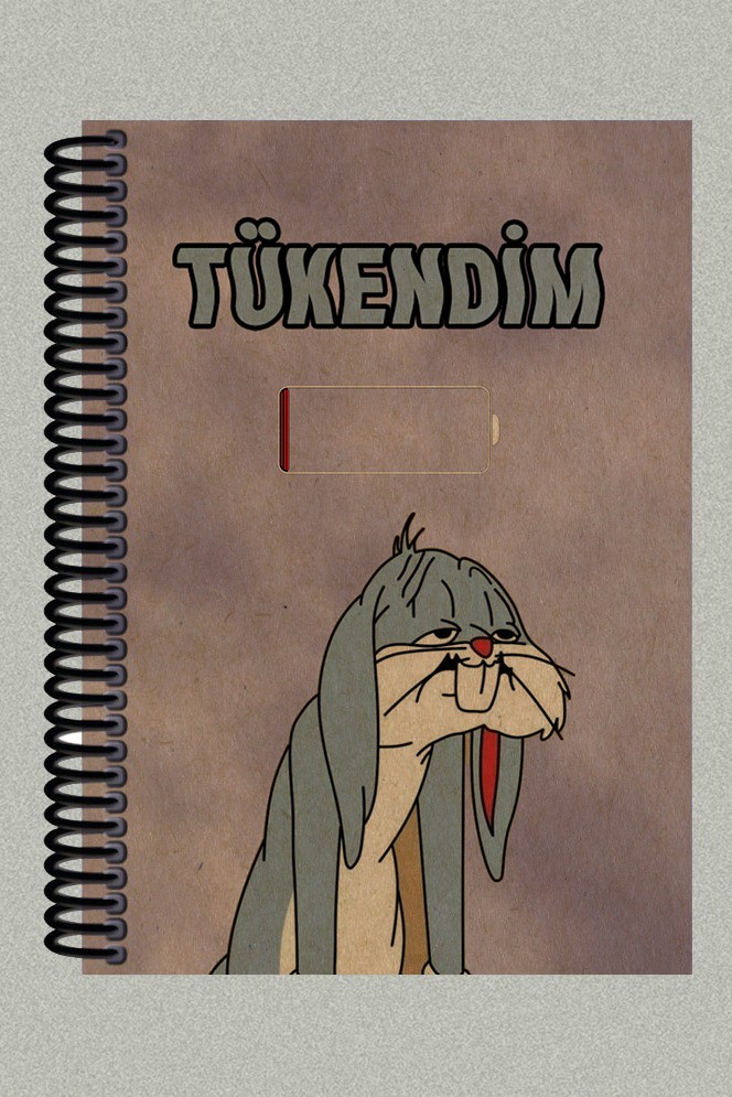 Buggs Bunny Tükendim Tasarımlı Spiralli A5 Çizgisiz Kraft Kapaklı Defter (200 Sayfa)