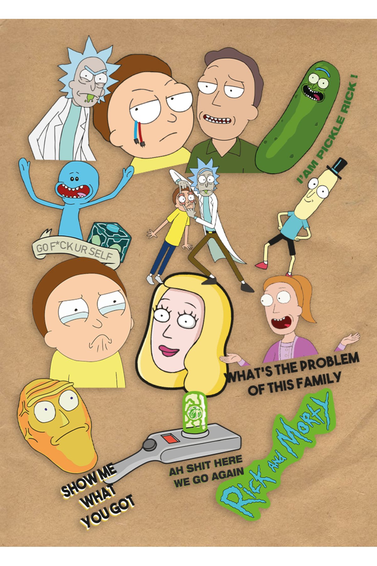 Rick ve Morty 13'lü Laptop, Tablet, Cep Telefonu, Ajanda, Matara Selefonlu Hediyelik Sticker Seti