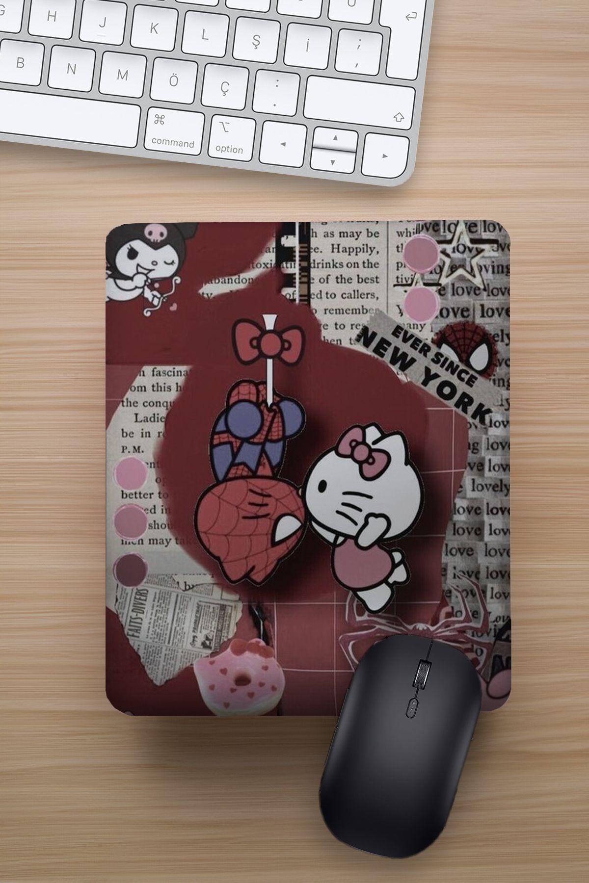 Hello Spider Love Bilek Destekli Eğlenceli Tasarımlı Hediyelik Mousepad