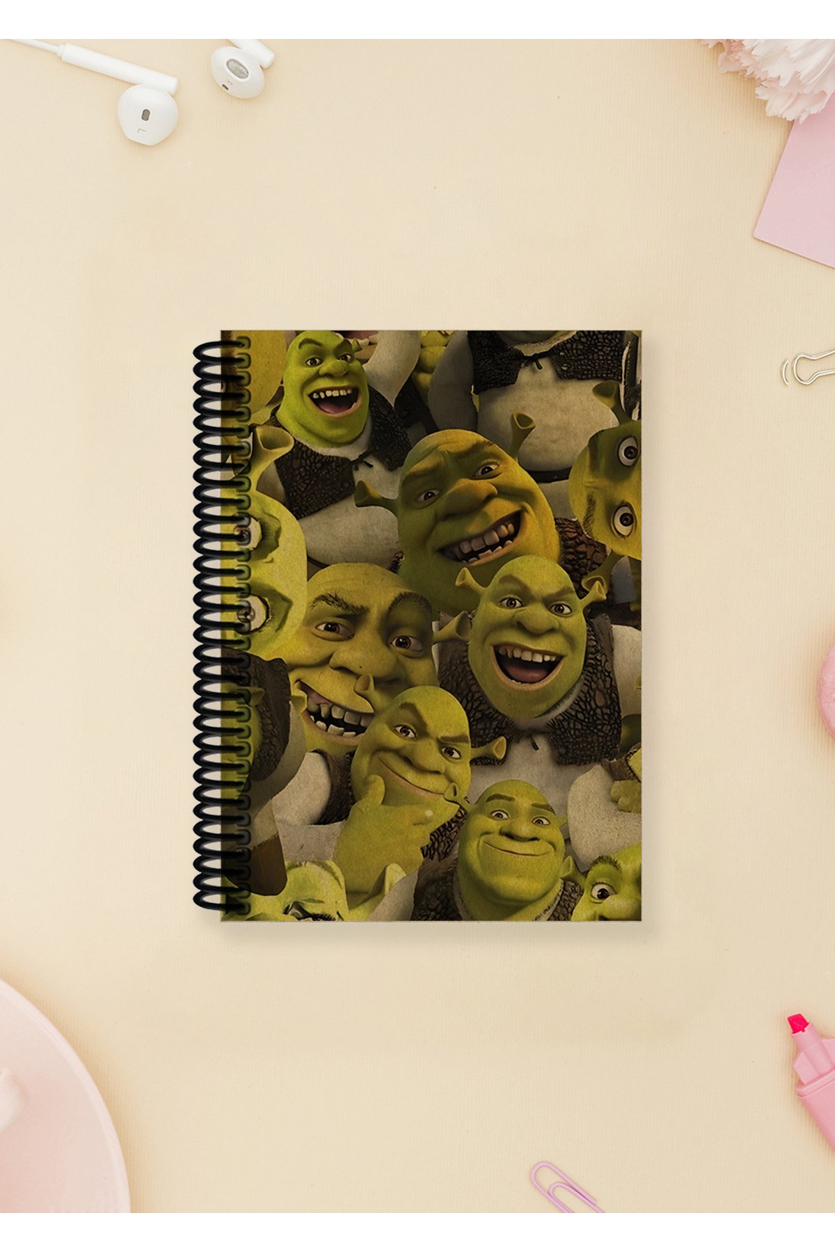 Shrek Kolaj A6 Çizgisiz Kraft Kapaklı Not Defteri (100 Sayfa)