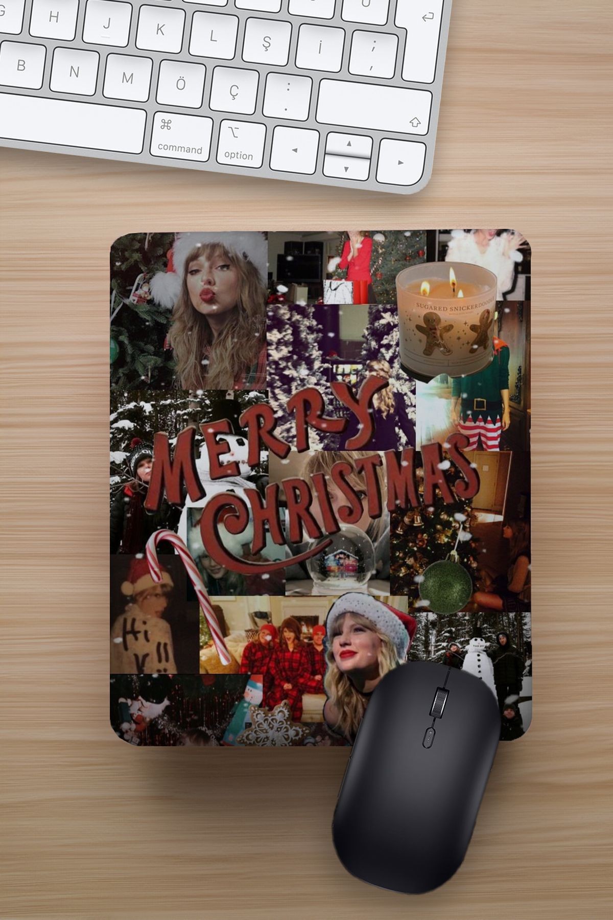 Yılbaşı Özel Taylor Swift Kolaj Bilek Destekli Eğlenceli Tasarımlı Hediyelik Mousepad