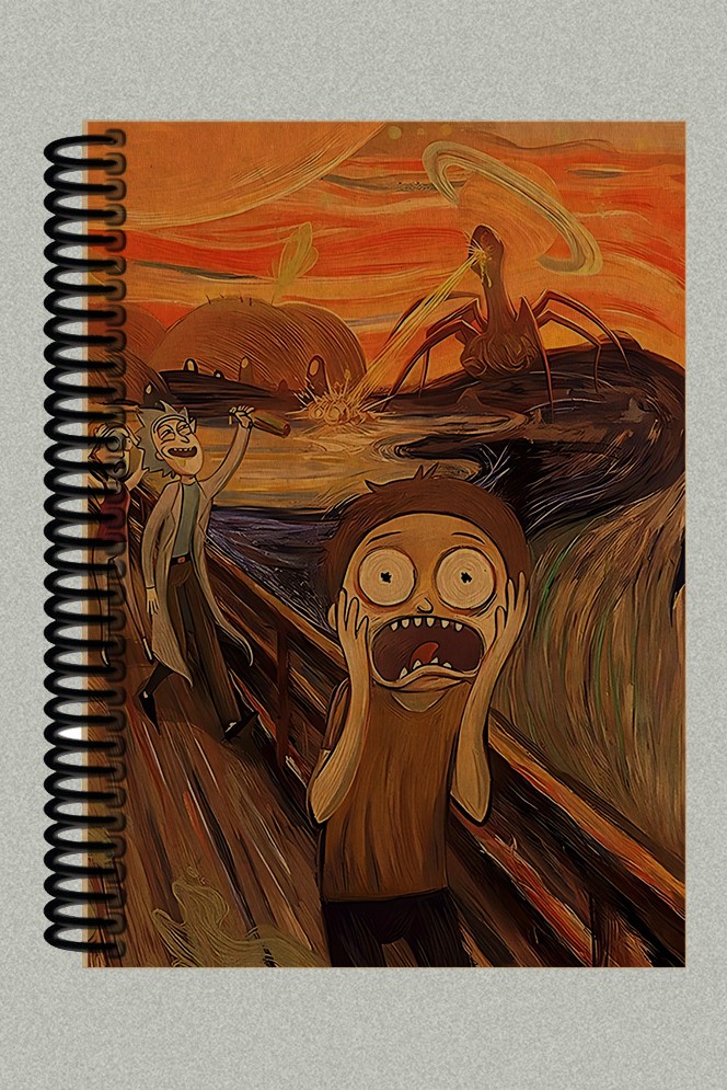 Rick and Morty ''Çığlık'' Desenli Spiralli A5 Çizgisiz Defter (200 Sayfa)