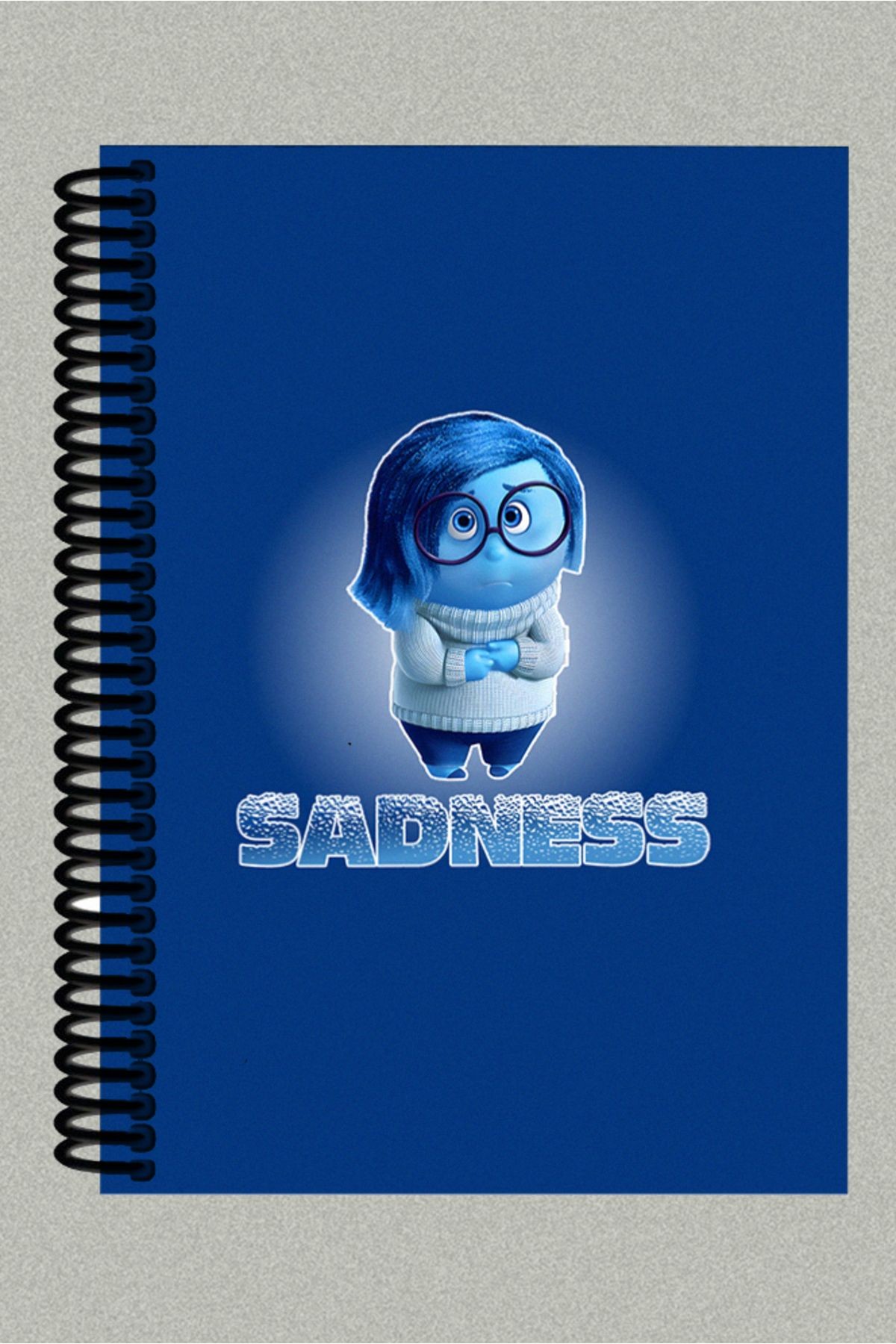 Ters Yüz ''Sadness-Üzüntü'' Spiralli A5 Çizgisiz Tuale Kapaklı Hediyelik Defter (200 Sayfa)