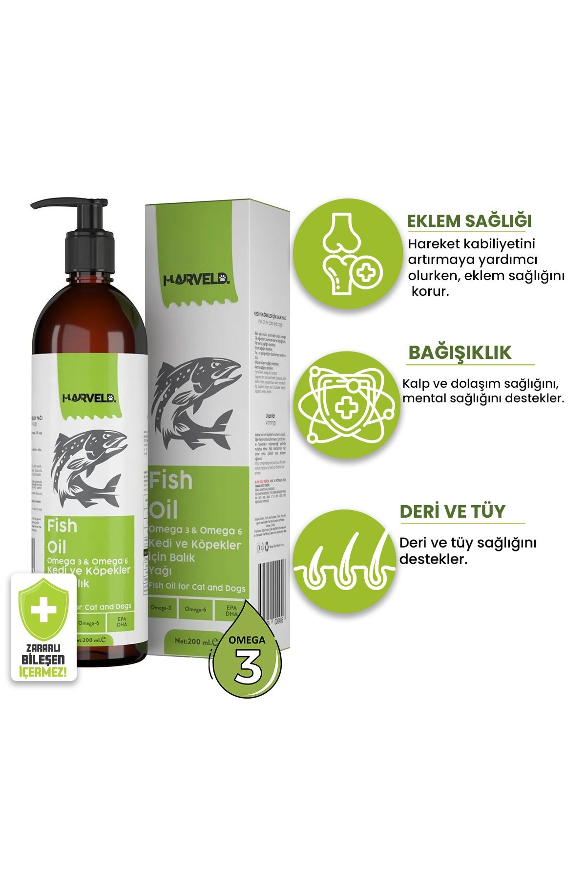 Fish Oil Kedi Köpek Omega 3 Omega 6 Kaynağı Eklem Sağlığı Bağışıklık Destekleyici Balık Yağ 200ml
