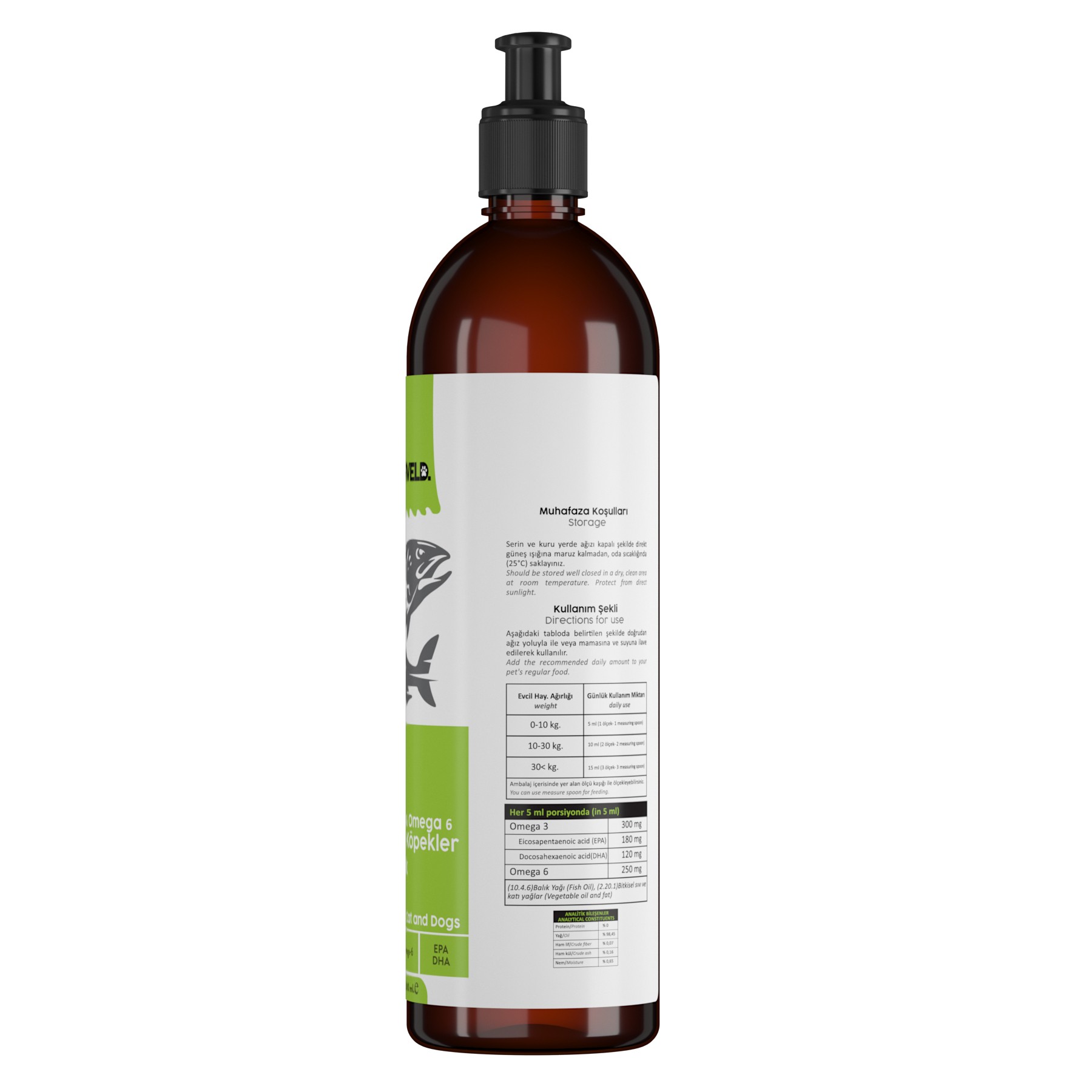 Harveld Fish Oil Köpek Omega 3 Omega 6 Kaynağı Eklem Sağlığı Bağışıklık Destekleyici Balık Yağı 200ml