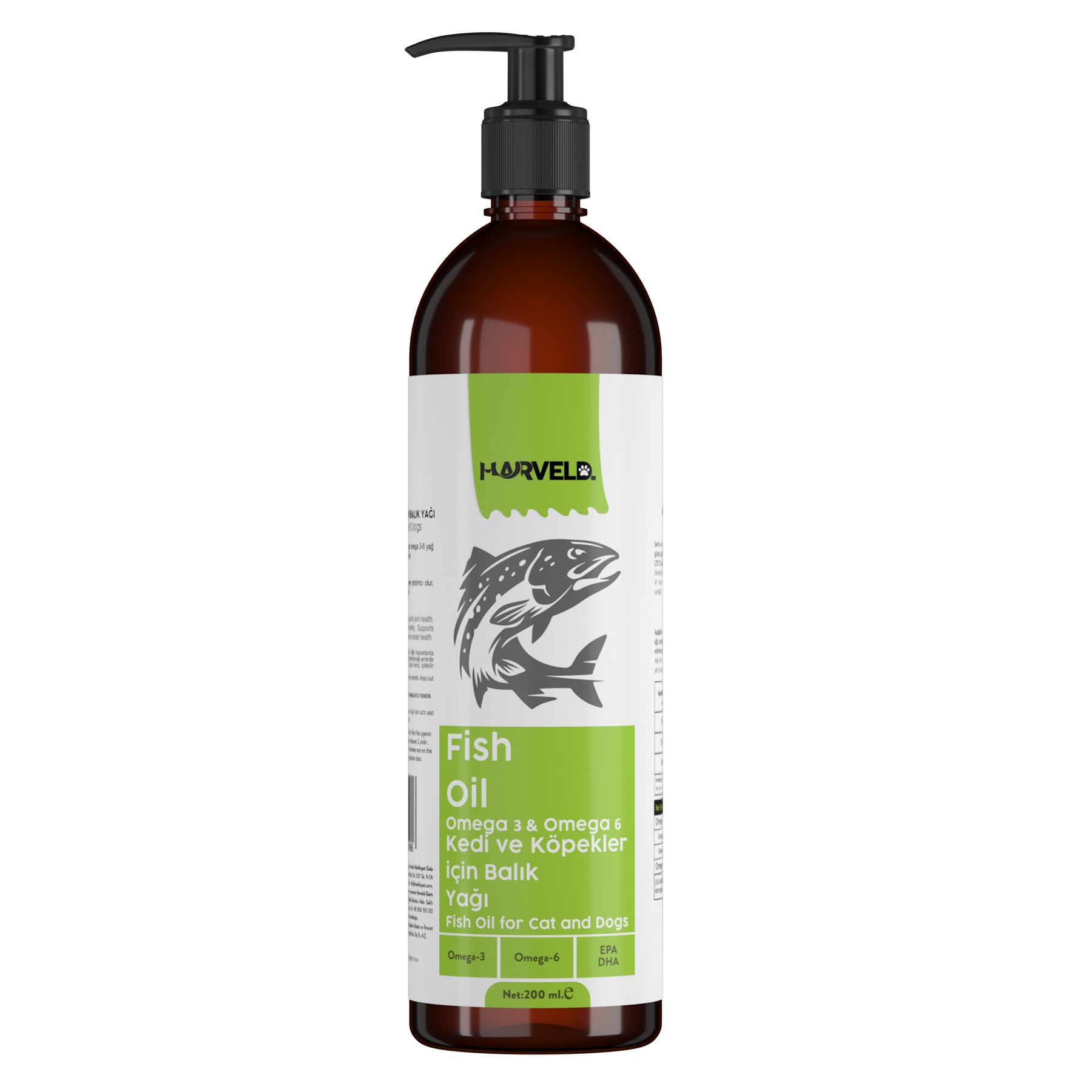 Harveld Fish Oil Köpek Omega 3 Omega 6 Kaynağı Eklem Sağlığı Bağışıklık Destekleyici Balık Yağı 200ml