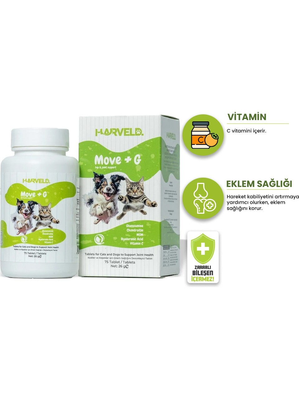 Harveld Move G Köpek Eklem Sağlık Destekleyici Hareket Kabiliyeti Arttırıcı Vitamin Mineral Tablet