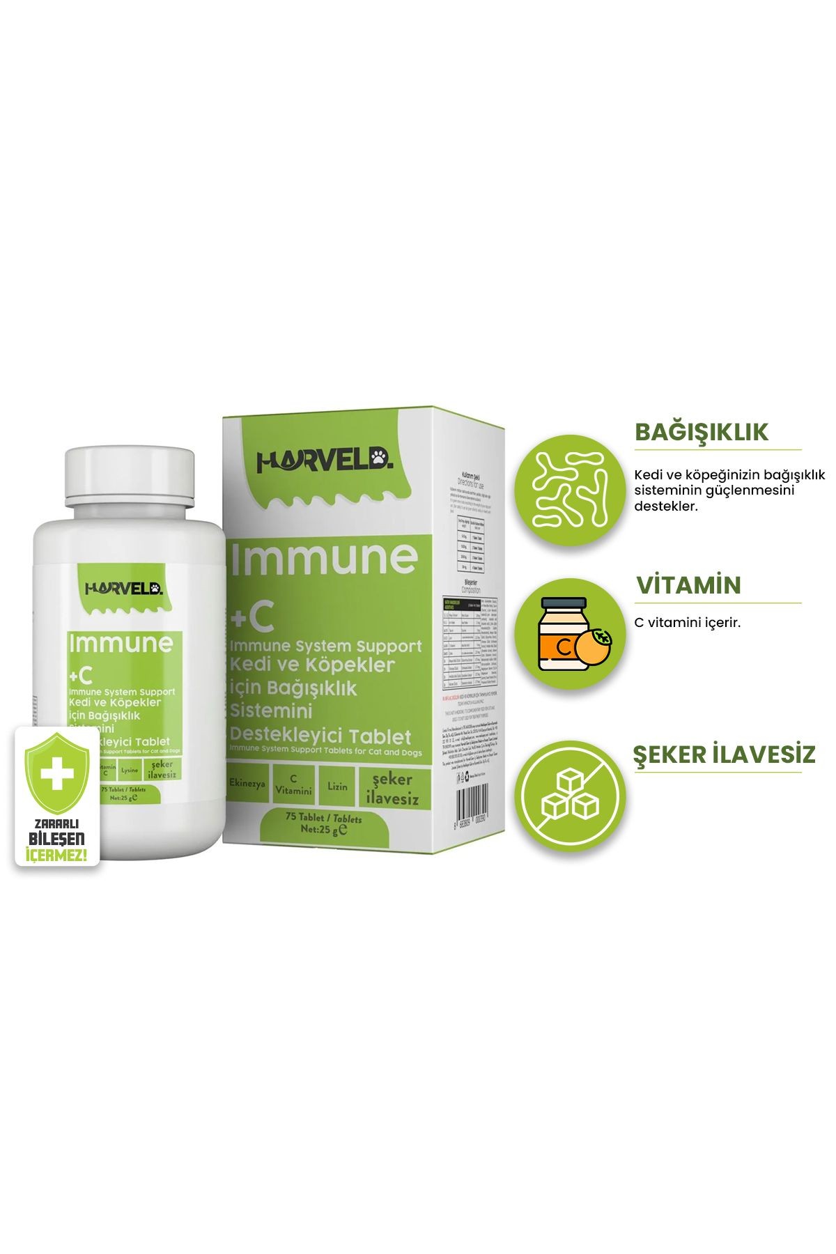 Immune C Kedi Köpek Bağışıklık Sistemi Destekleyici Vitamin Mineral Kaynağı Şeker Ilavesiz Tablet