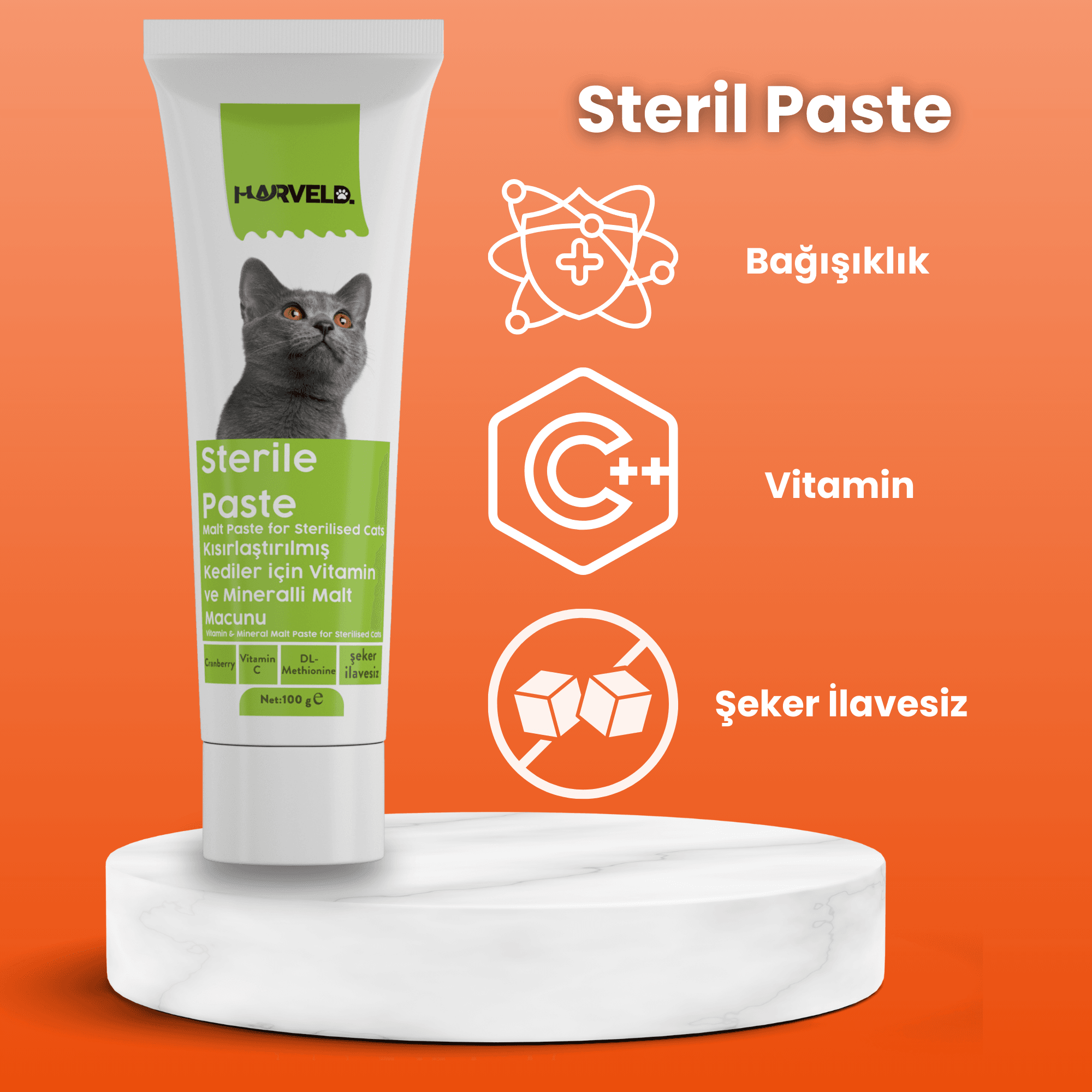 Harveld Kısır Kediniz Için 3'lü Kedi Bakım Seti Sterile Paste - Fish Oil - Immune C