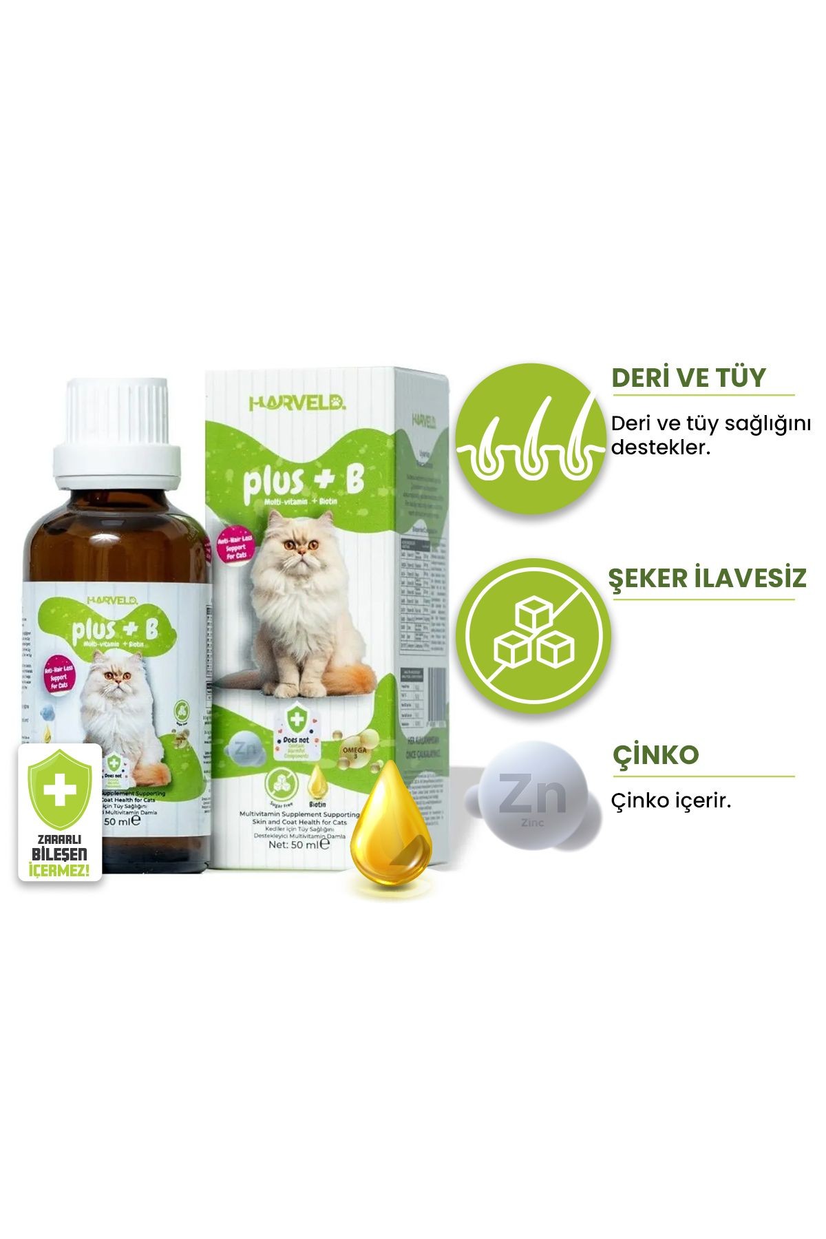 Plus B Kedi Tüy Deri Sağlık Destekleyici Vitamin Mineral Çinko Biyotinli Şeker Ilavesiz Multivitamin