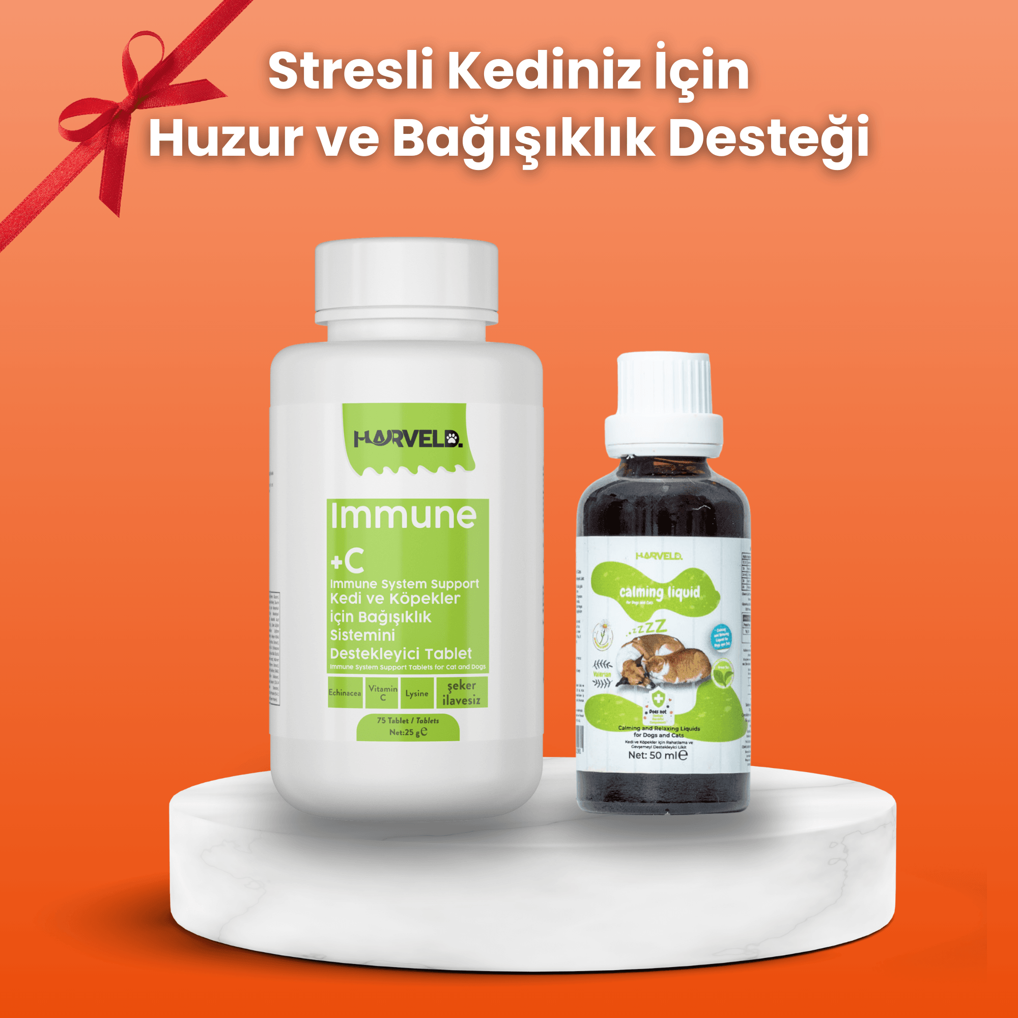 Harveld Kediniz Için Sakinleştirici Genel Destekleyici Kedi Bakım Seti Calming Down - Immune C