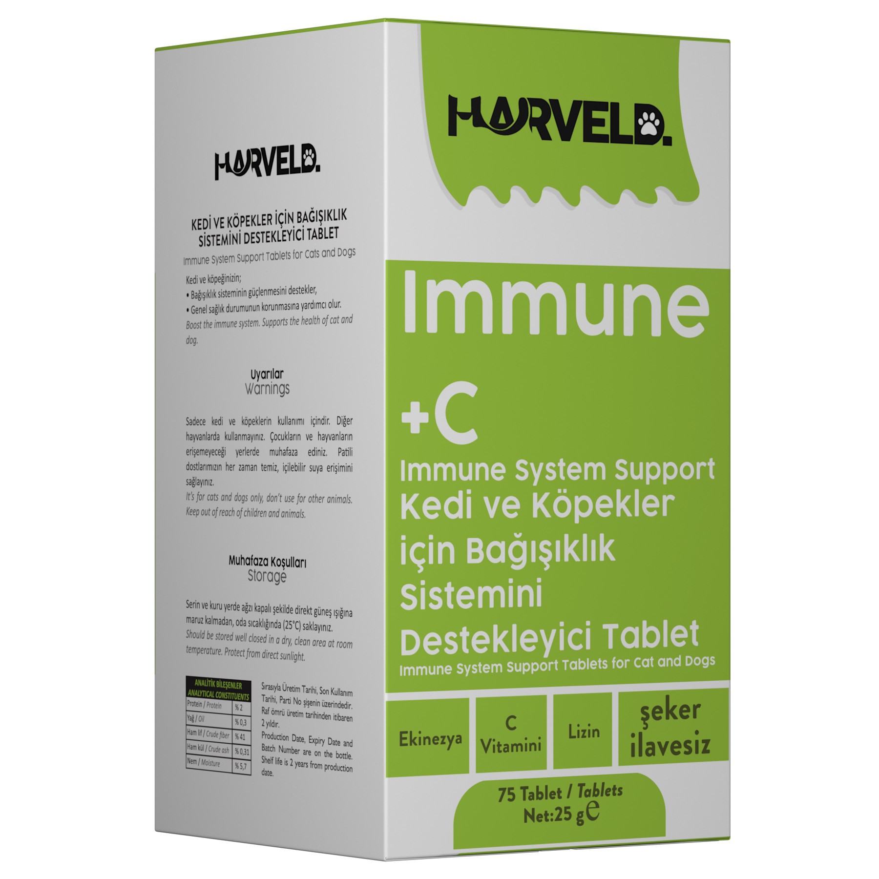 Harveld Immune C Köpek Bağışıklık Sistemi Destekleyici Vitamin Mineral Kaynağı Şeker İlavesiz Tablet