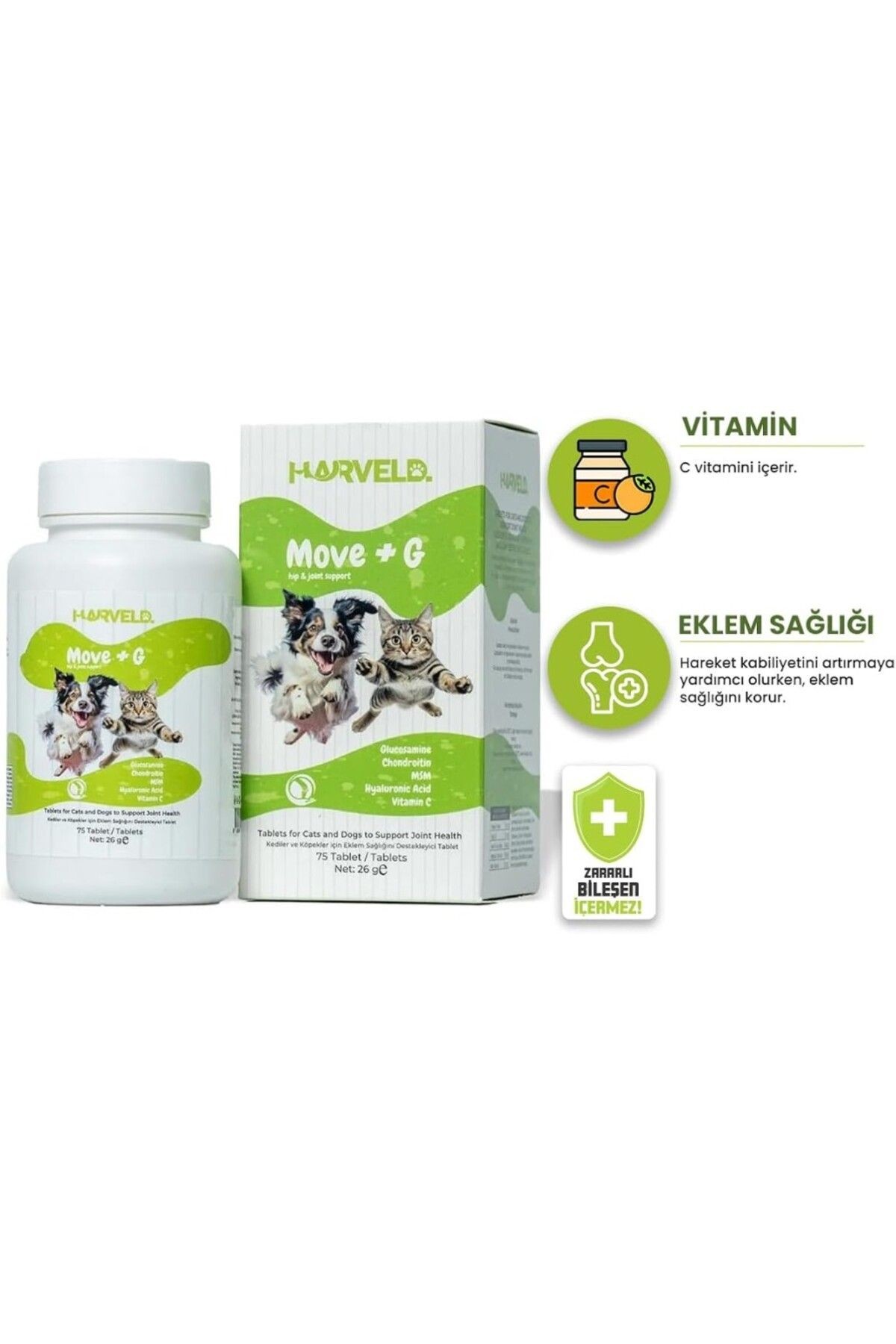 Move G Kedi Köpek Eklem Sağlık Destekleyici Hareket Kabiliyeti Arttırıcı Vitamin Mineral Tab