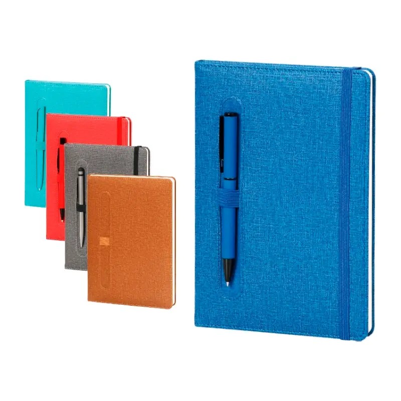 Logo Baskılı 15 x 21 cm Termo PU Sert Kapaklı Tarihsiz Defter, 224 Sayfa, 70gr. Ivory Krem Çizgili İç Kağıt, Kalem Tutuculu, Esnek Lastikli