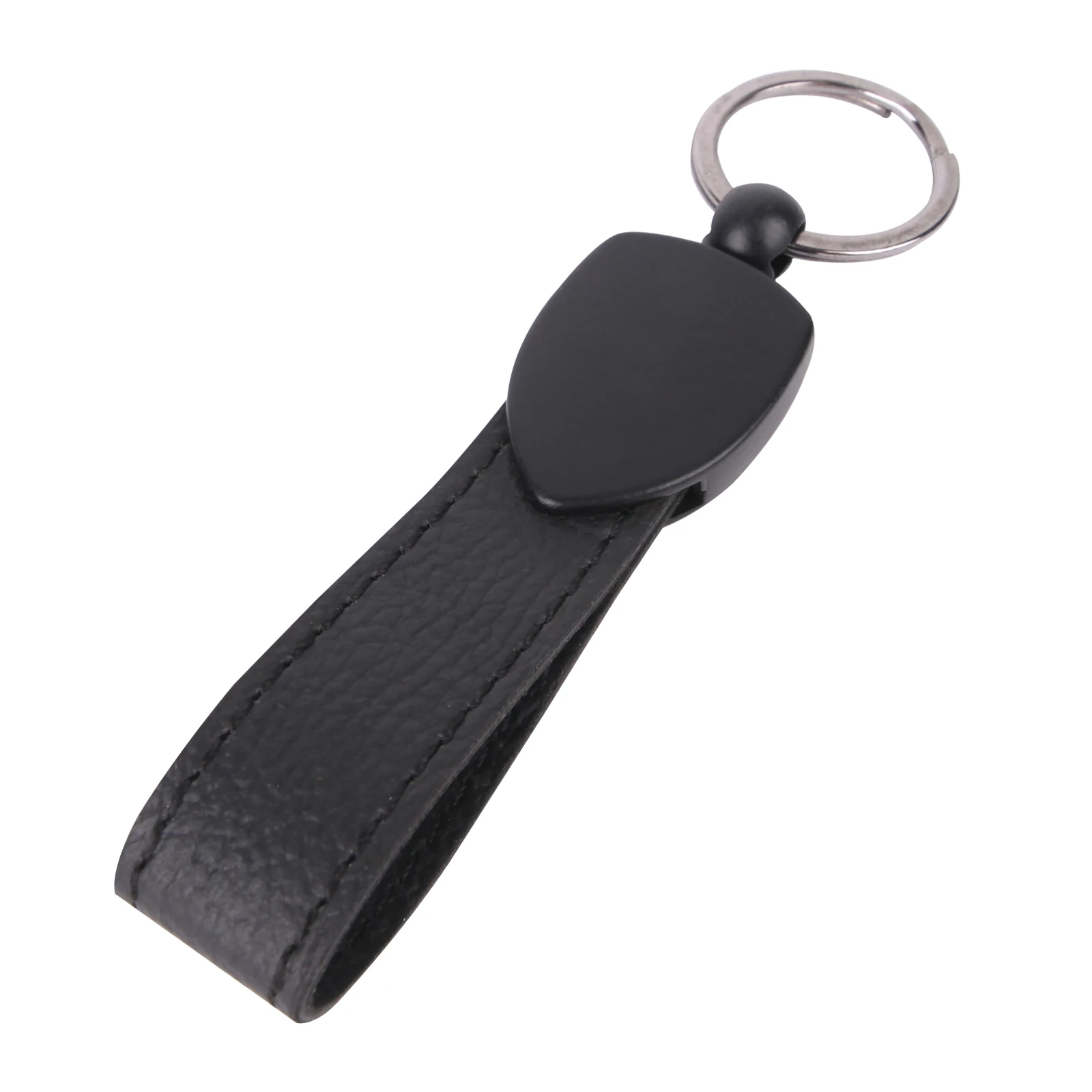 DÜZPELİT SİYAH METAL - DERİ ANAHTARLIK