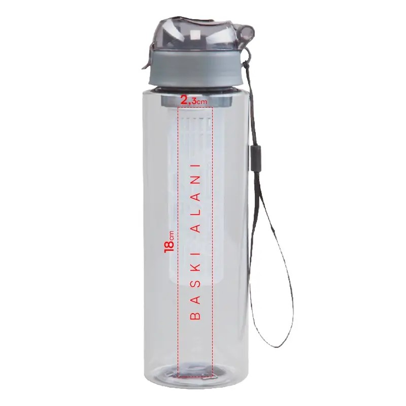Baskılı 800 ML Detoks Filtreli Plastik Su Şişesi