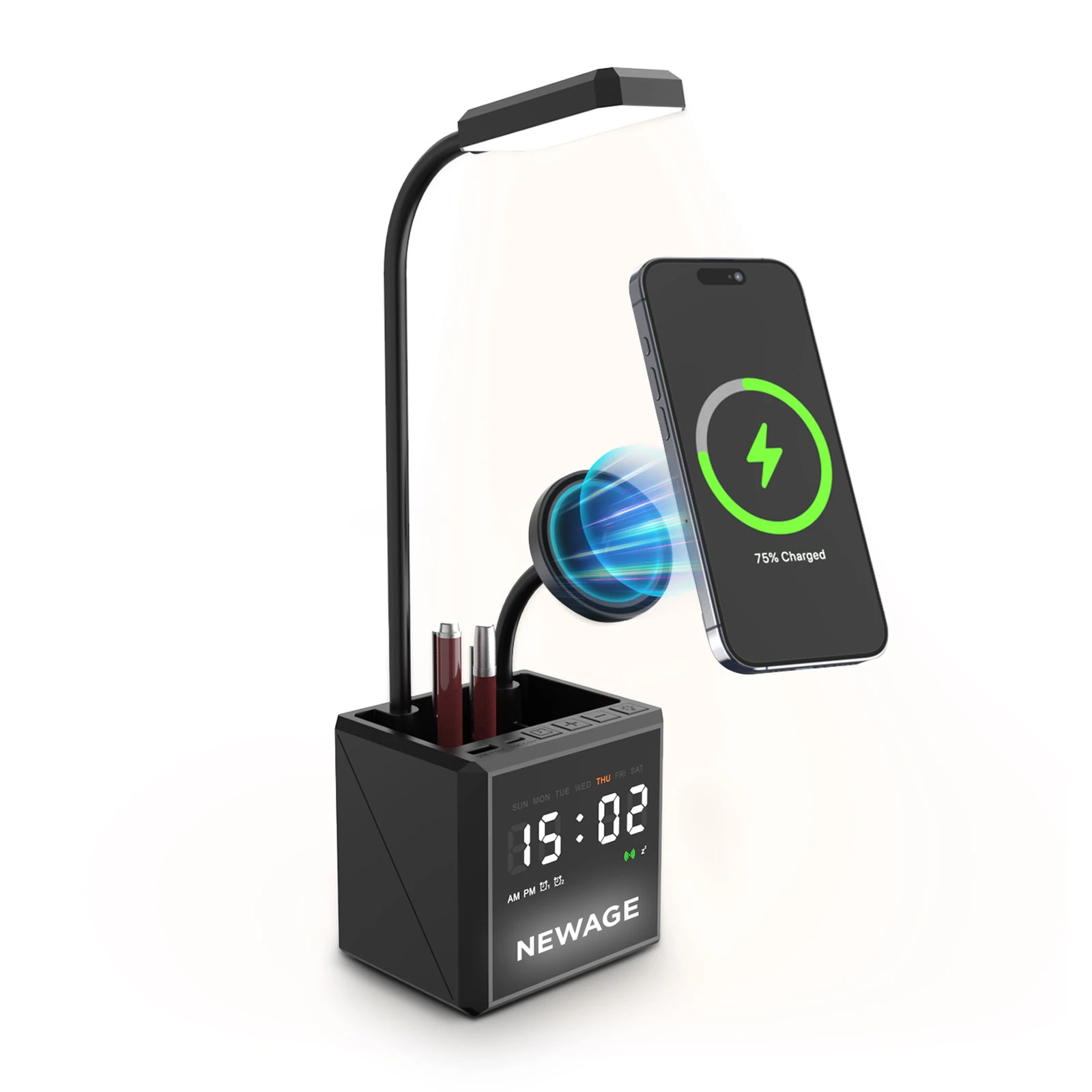 YAKAMOZ SİYAH MASAÜSTÜ KABLOSUZ ŞARJ STANDI