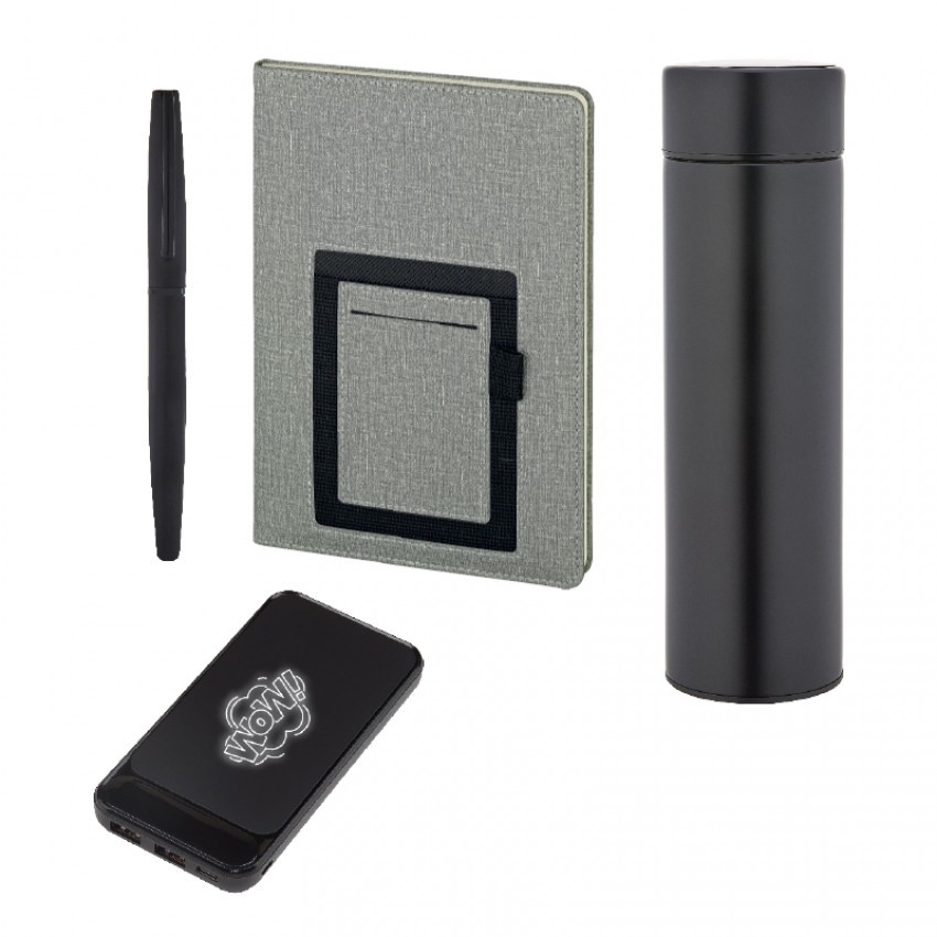 Baskılı Powerbank - Defter - Kalem - Termos Kurumsal Hediye Kutusu