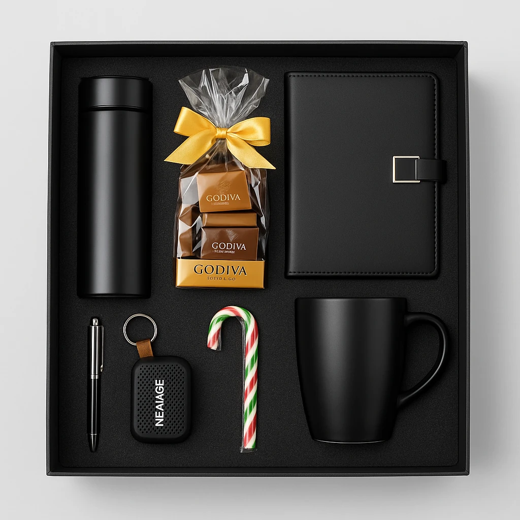 Ajanda Kalem Termos Kupa Godiva Çikolata Bluetooth Işıklı Hopalör Kurumsal Hediye Kutusu