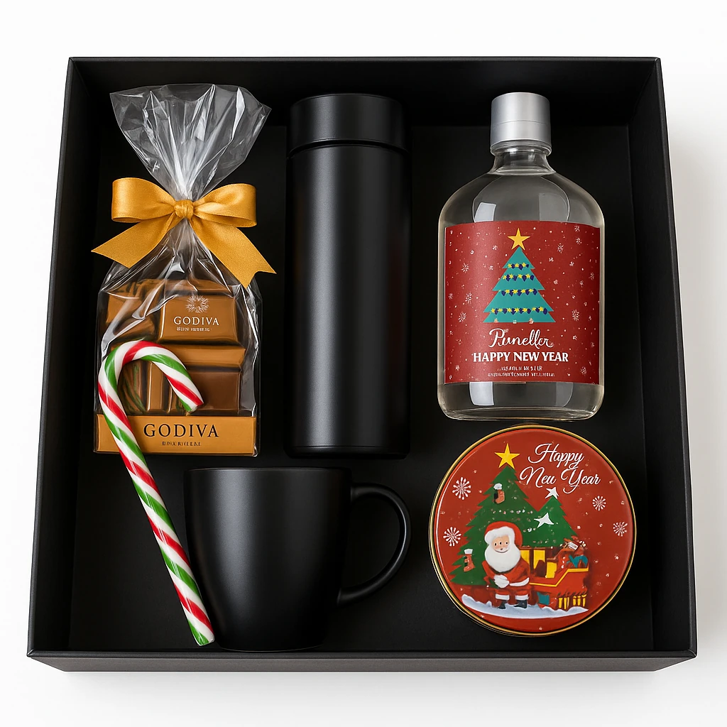 Isı Dereceli Termos Kupa Pomellos Kolonya Godiva Napoliten Çikolata Baston Şeker Kurumsal Hediye Kutusu