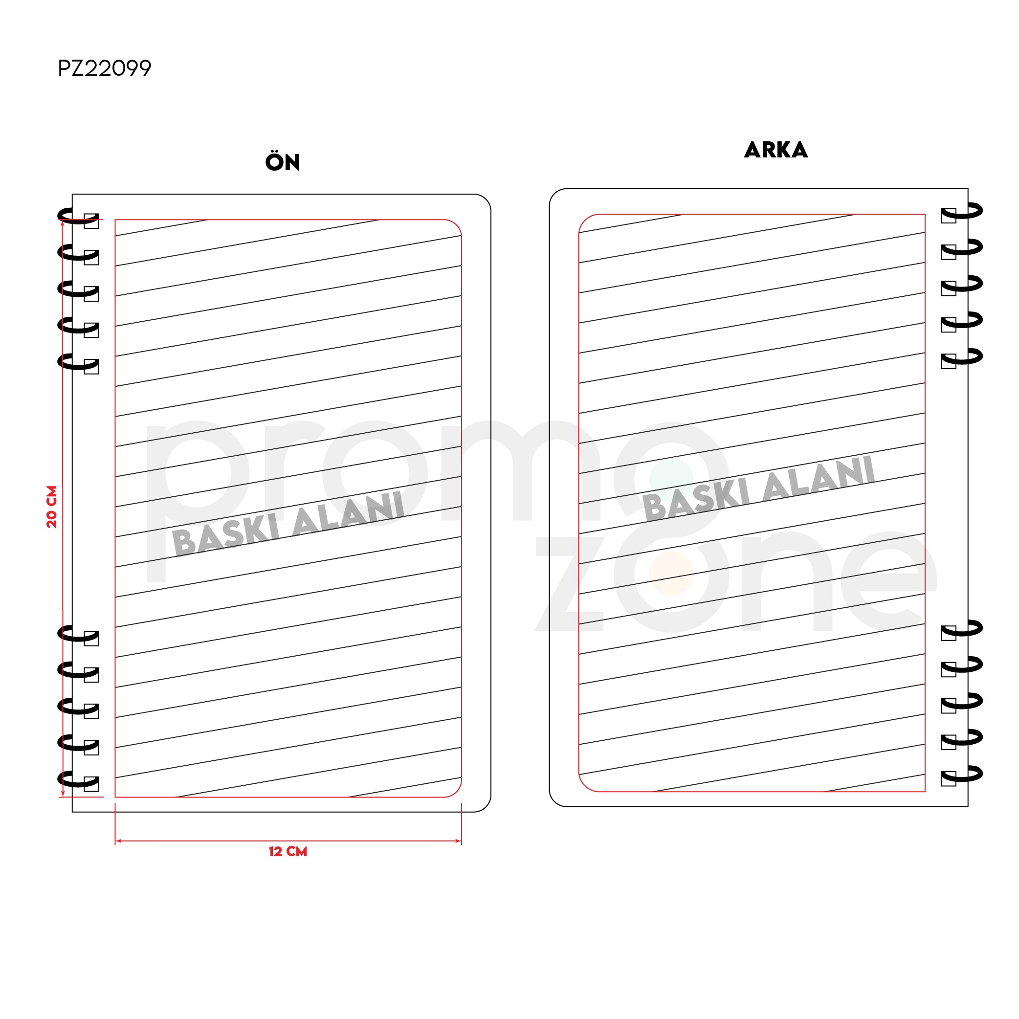 Logo Baskılı Sert Kapaklı Spiralli Defter 14,2 × 21 cm